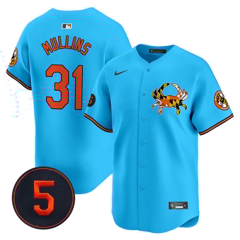 Men's Cedric Mullins Baltimore Orioles Robinson Patch Vapor Premier Limited Light Blue Jersey V3 - All Stitched