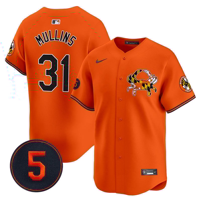 Men's Cedric Mullins Baltimore Orioles Robinson Patch Vapor Premier Limited Orange Jersey V3 - All Stitched