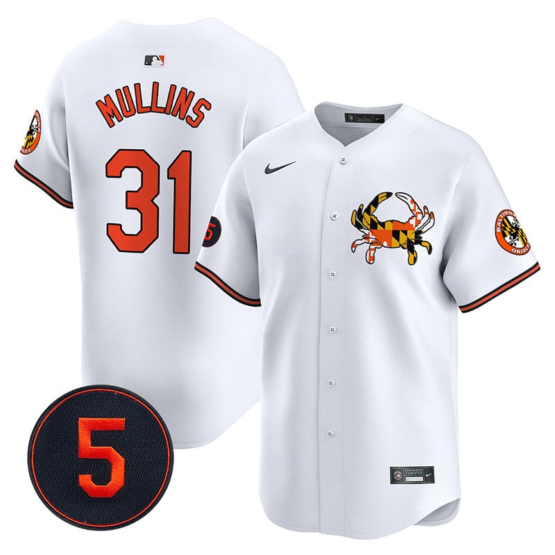Men's Cedric Mullins Baltimore Orioles Robinson Patch Vapor Premier Limited White Jersey V3 - All Stitched