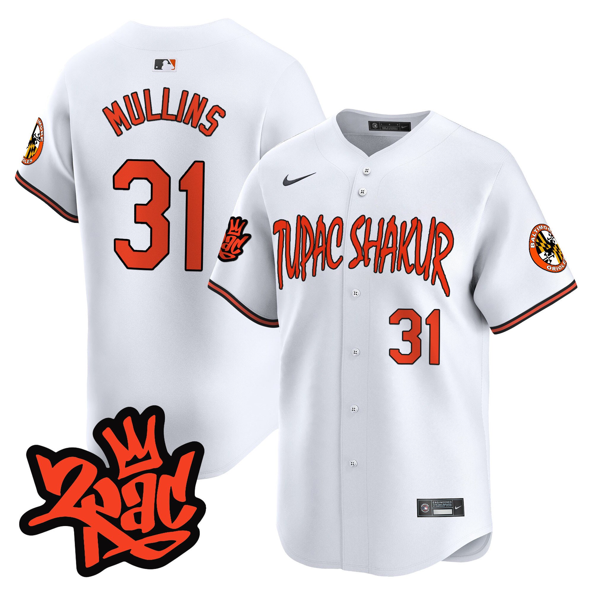 Men's Cedric Mullins Baltimore Orioles Tupac Shakur Vapor Premier Limited White Jersey - All Stitched