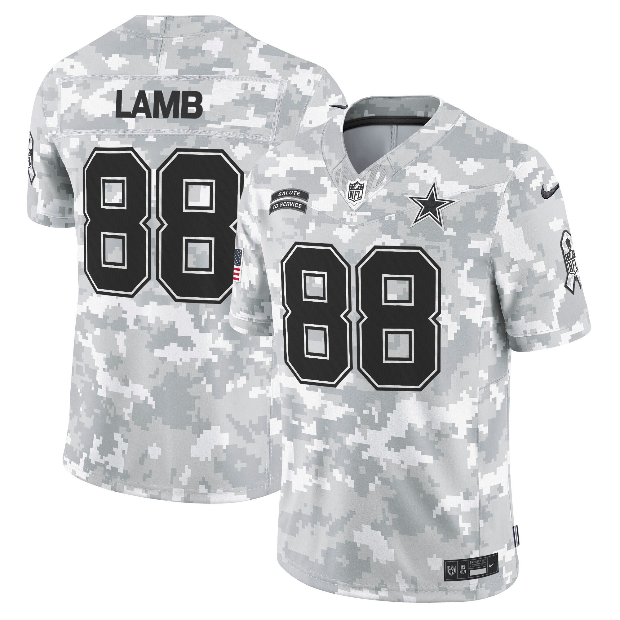 Men's CeeDee Lamb Dallas Cowboys 2024 Salute to Service Vapor Limited Arctic Camo Jersey - All stitched