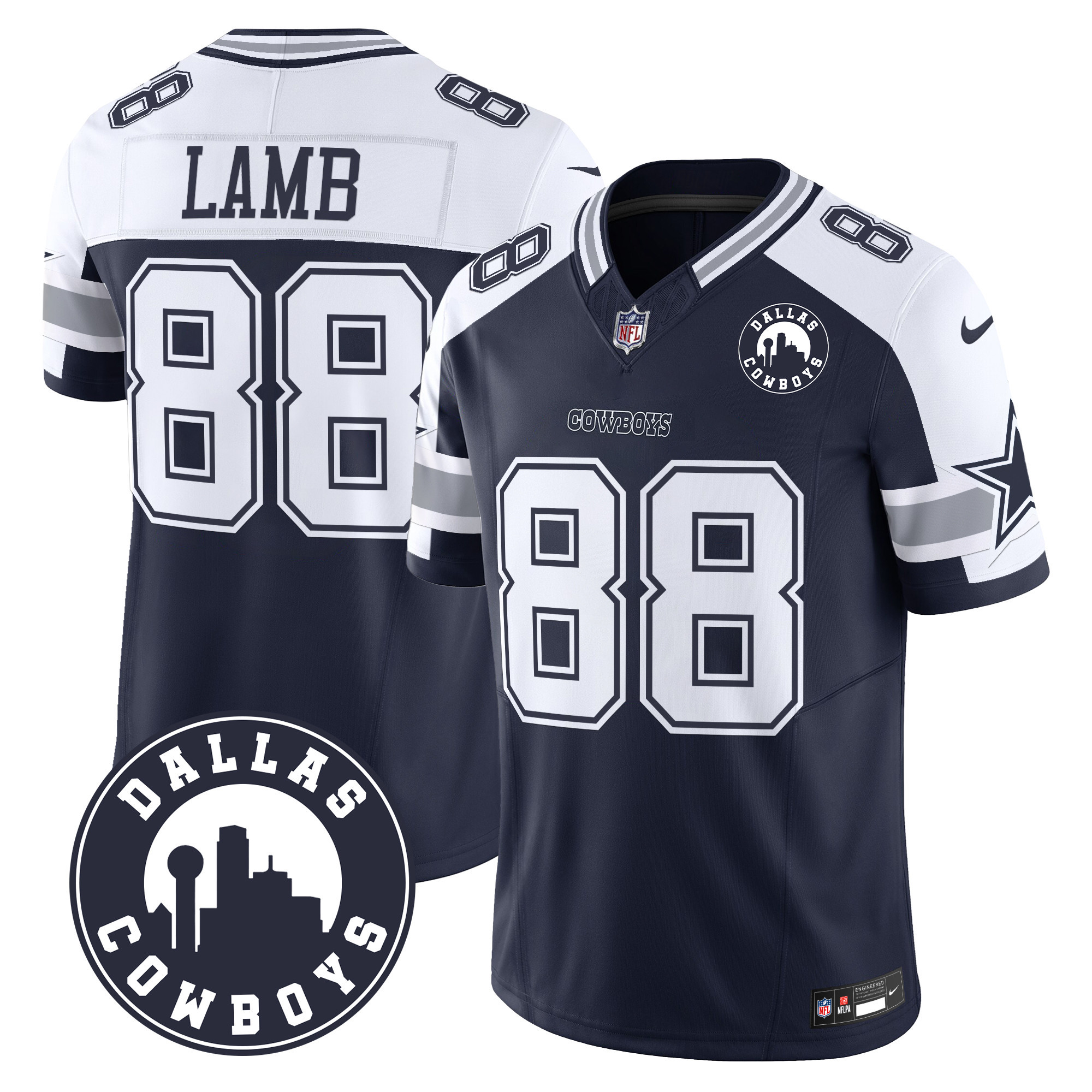 Men's CeeDee Lamb Dallas Cowboys "Dallas City" Patch Vapor Limited Alternate Jersey - All Stitched