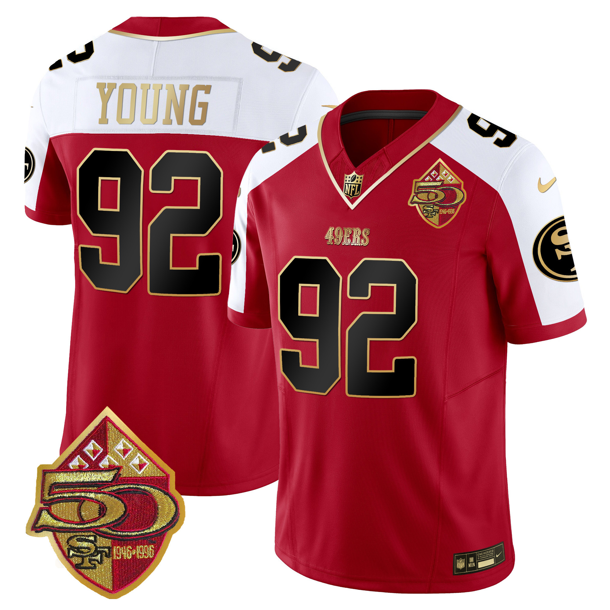 Men's Chase Young San Francisco 49ers 50th Anniversary Patch Vapor Limited Alternate Jersey - All Stitched