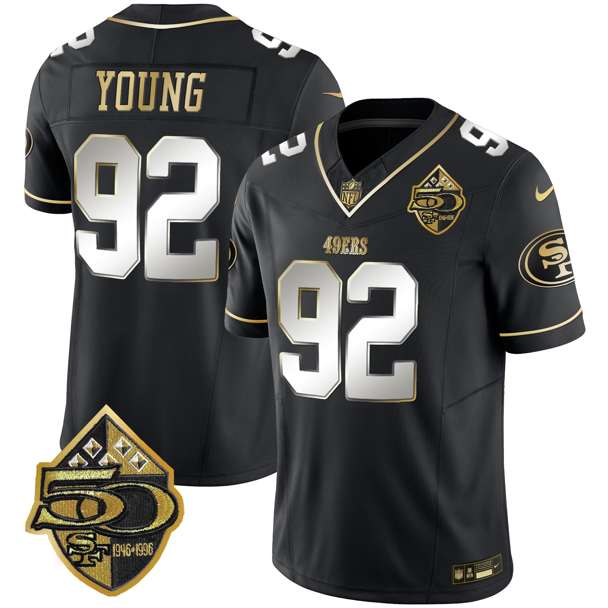 Men's Chase Young San Francisco 49ers 50th Anniversary Patch Vapor Limited Black Limited Jersey - All Stitched
