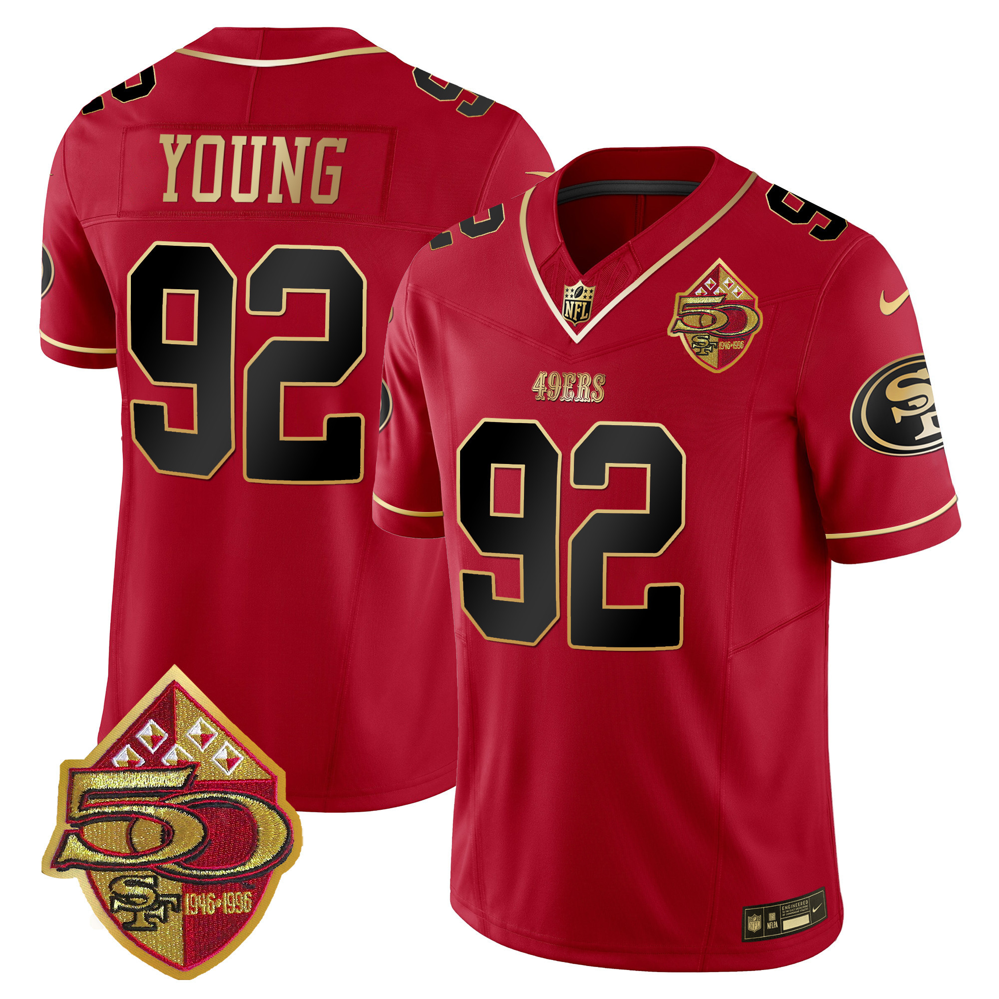 Men's Chase Young San Francisco 49ers 50th Anniversary Patch Vapor Limited Scarlet Limited Jersey - All Stitched