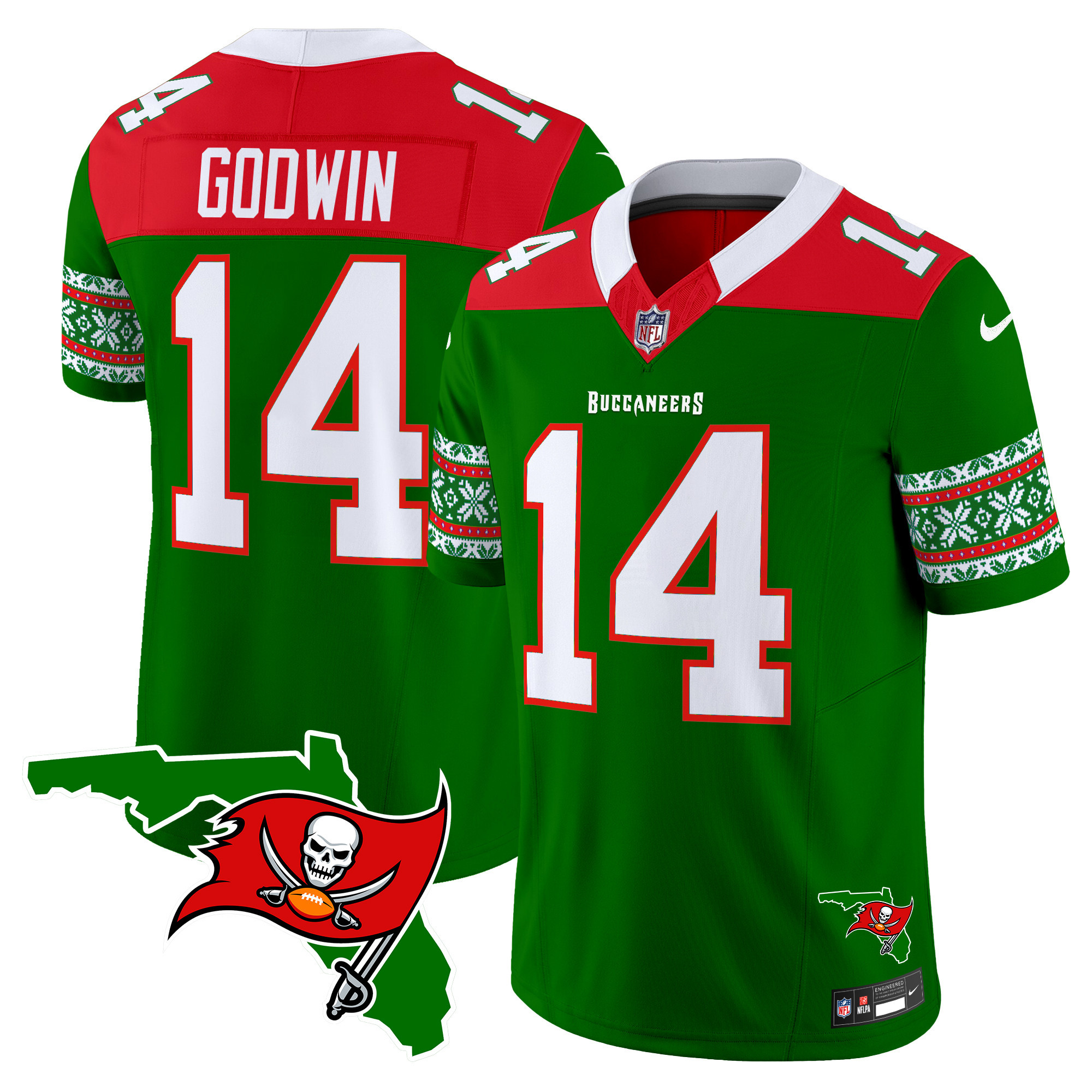 Men's Chris Godwin Tampa Bay Buccaneers 2024 Christmas Vapor Limited Green Jersey - All Stitched