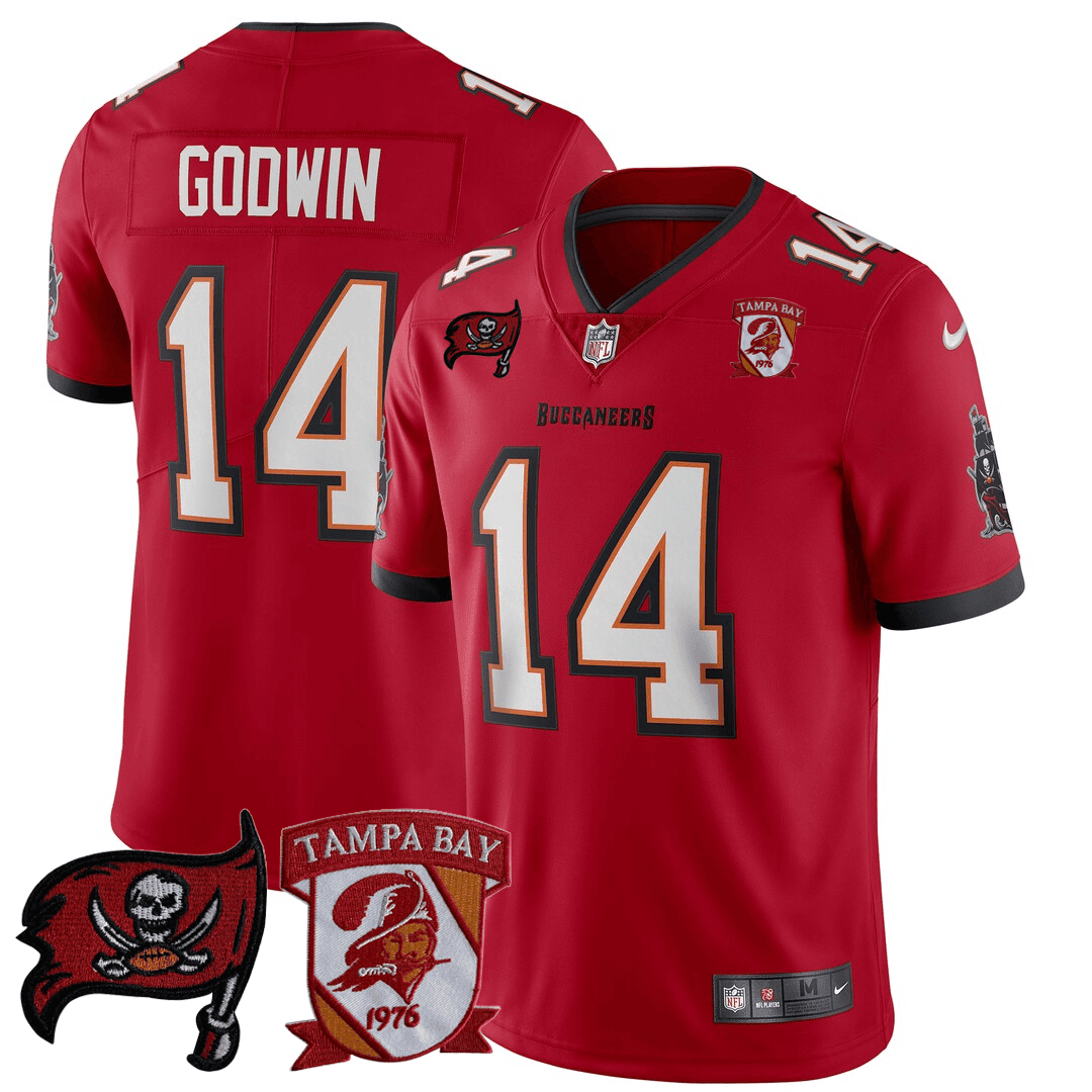 Men's Chris Godwin Tampa Bay Buccaneers Logo Patch Red Jersey - All Stitched