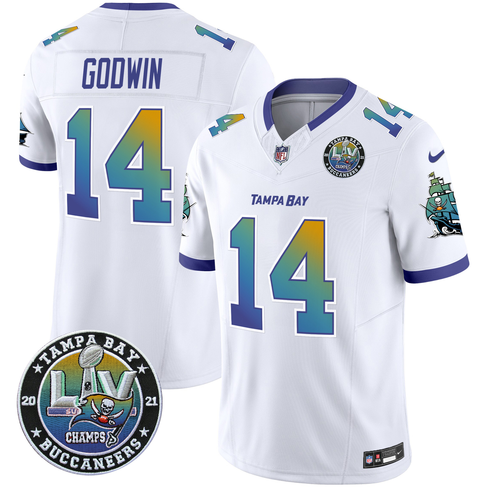 Men's Chris Godwin Tampa Bay Buccaneers "Tampa City" Super Bowl LIV Patch Vapor Limited White Jersey - All Stitched