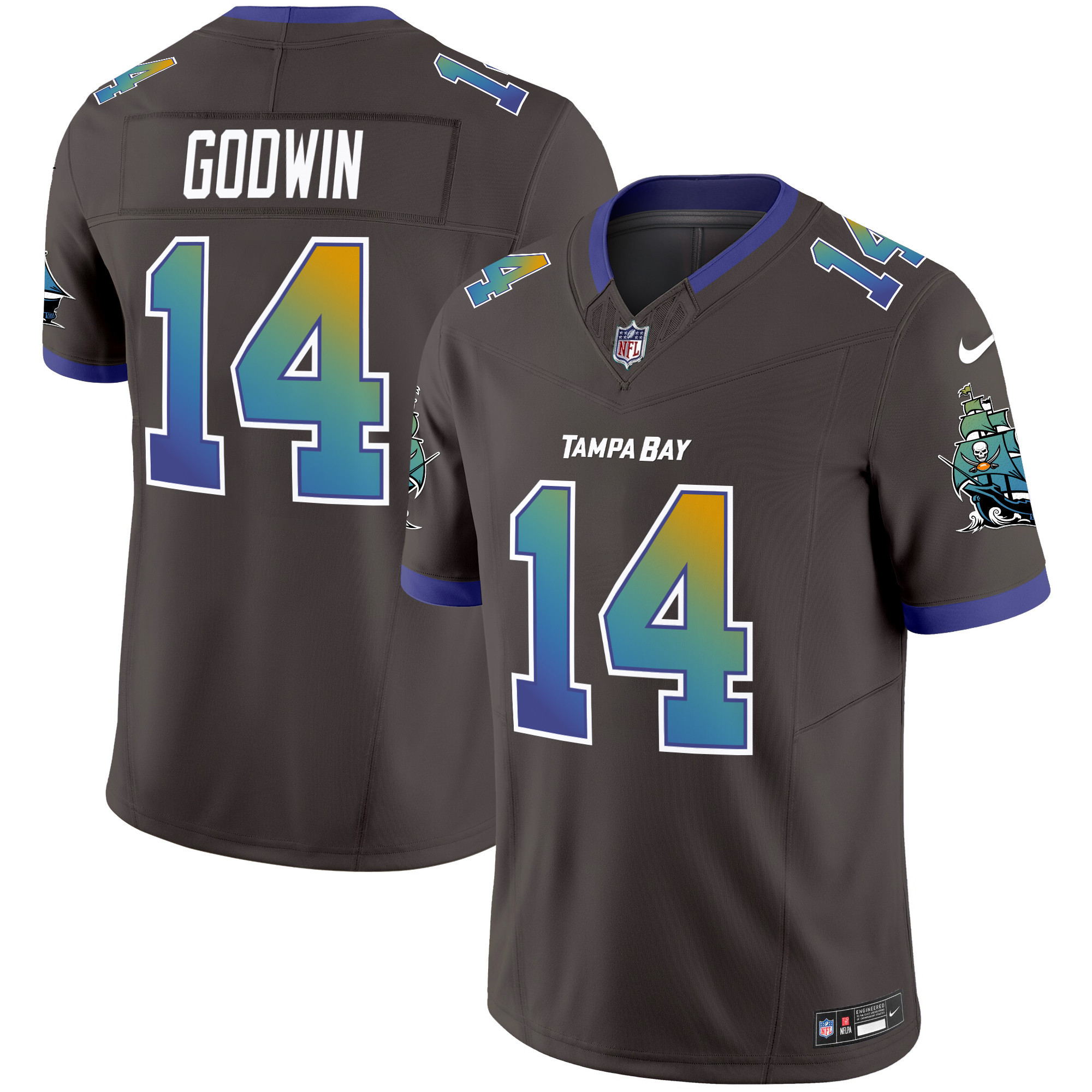 Men's Chris Godwin Tampa Bay Buccaneers "Tampa City" Vapor Limited Pewter Jersey - All Stitched