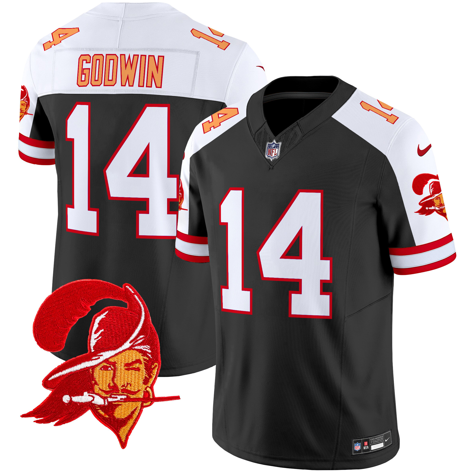 Men's Chris Godwin Tampa Bay Buccaneers Throwback Vapor Limited Black Alternate Jersey V2 - All Stitched