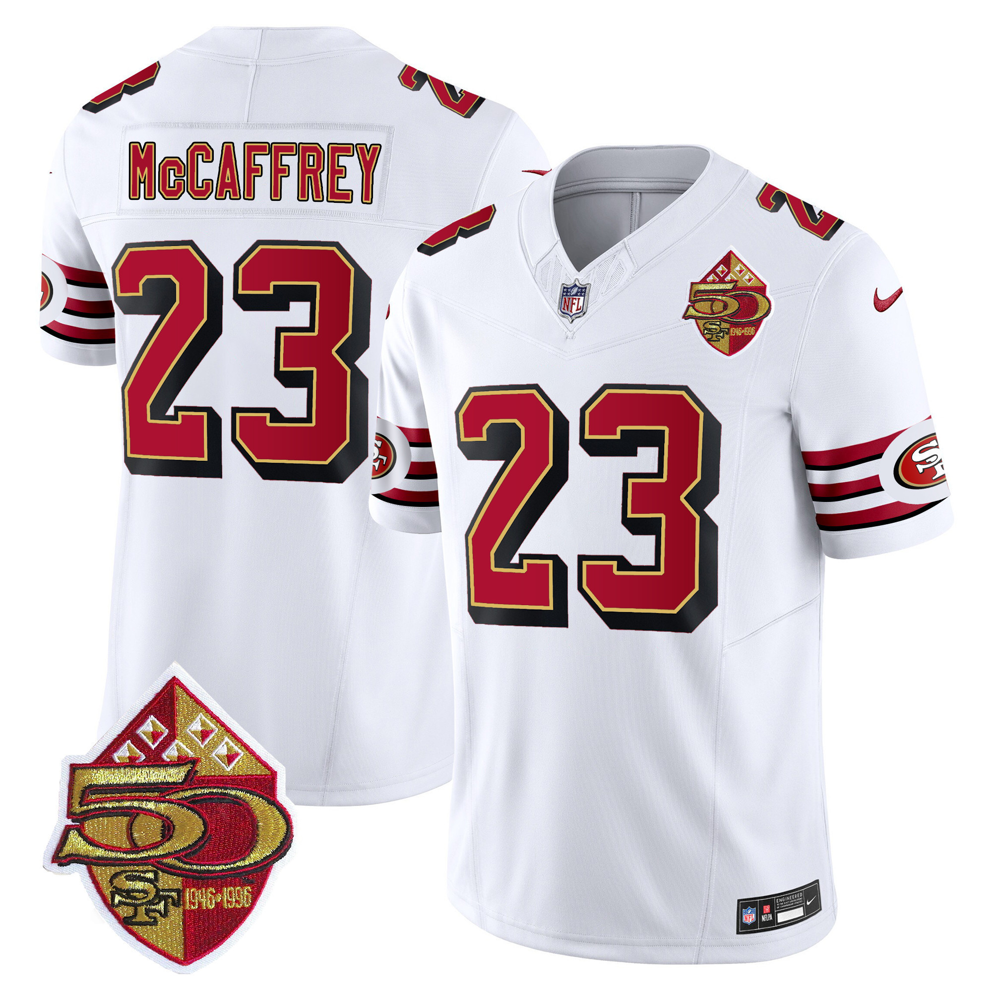 Men's Christian McCaffrey San Francisco 49ers 1996 Throwback Vapor Limited White Jersey - All Stitched