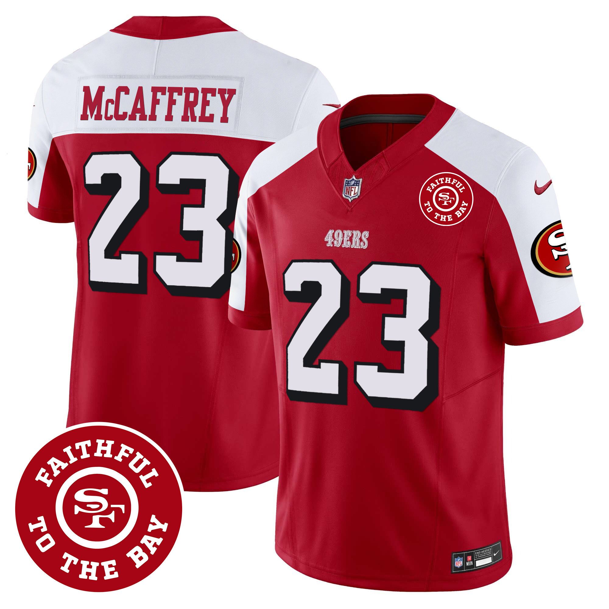 Men's Christian McCaffrey San Francisco 49ers Faithful To The Bay Patch Vapor Alternate Jersey V2 - All Stitched