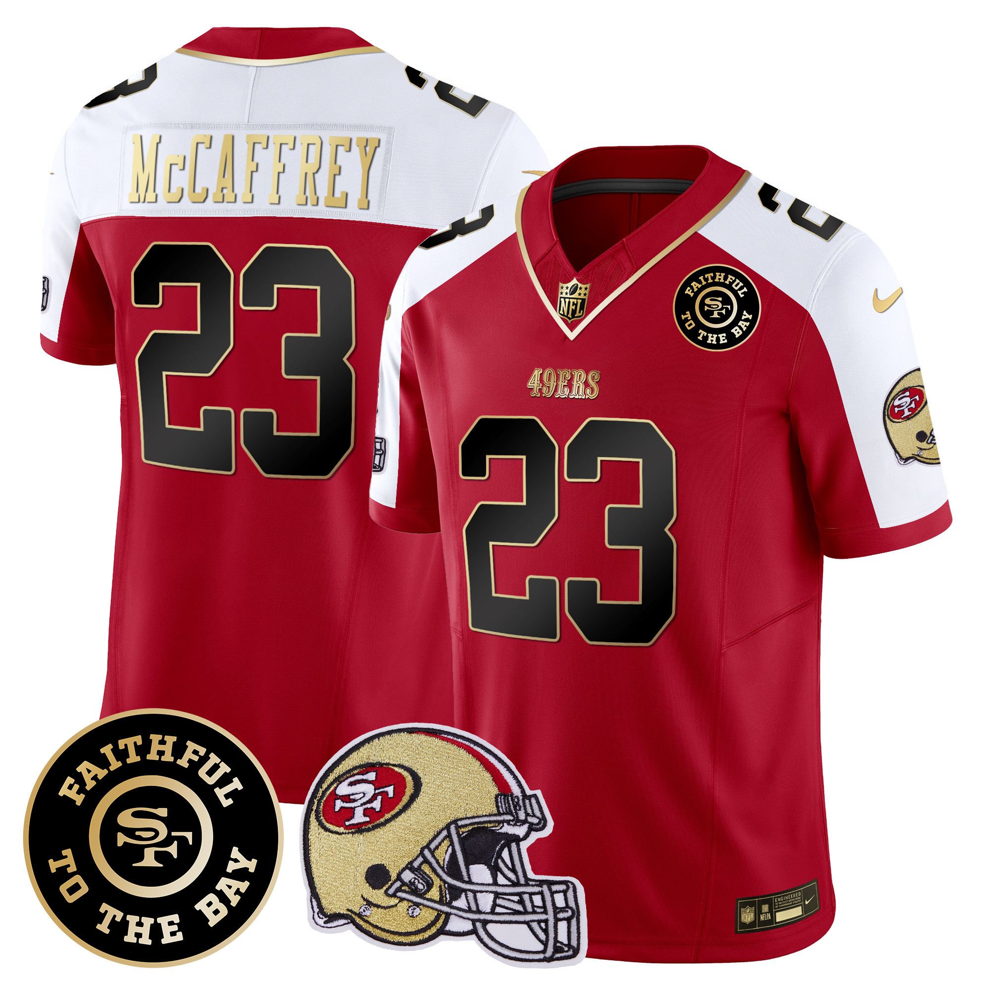 Men's Christian McCaffrey San Francisco 49ers Faithful To The Bay Patch Vapor Limited Alternate Jersey V5 - All Stitched