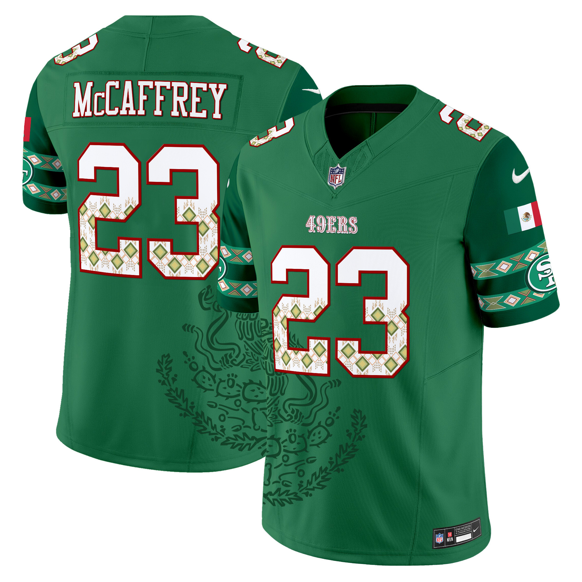 Men's Christian McCaffrey San Francisco 49ers Mexico Vapor Limited Green Jersey - Printed