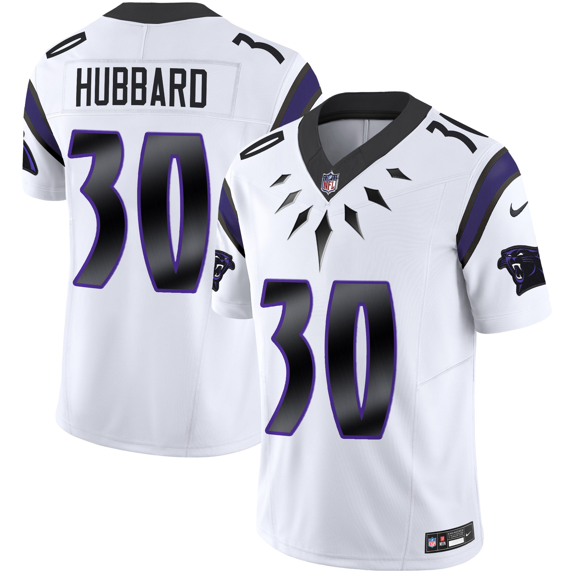 Men's Chuba Hubbard Carolina Panthers Wakanda Vapor Limited White Jersey - All Stitched