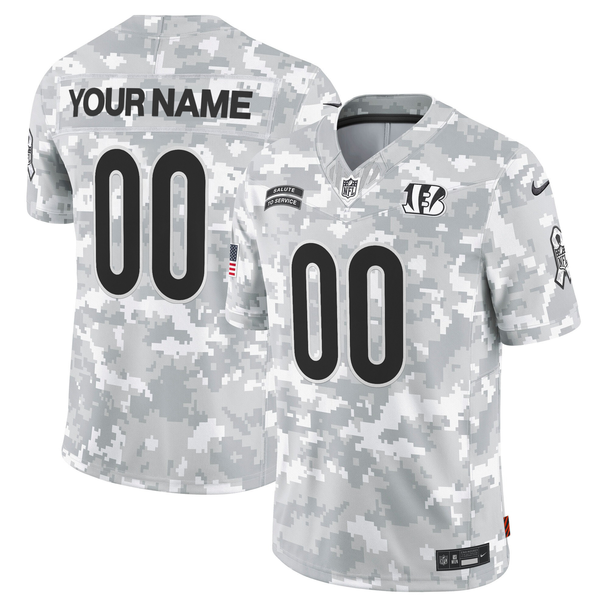 Men's Cincinnati Bengals 2024 Salute to Service Vapor Limited Custom Custom Jersey - Arctic Camo - All Stitched