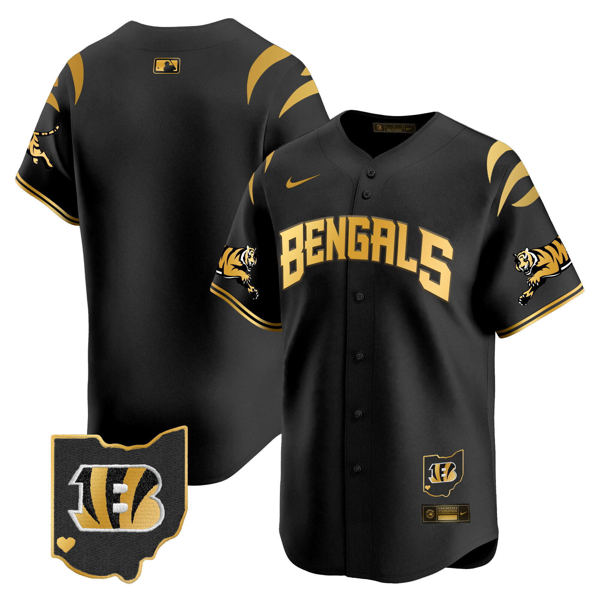 Men's Cincinnati Bengals Vapor Premier Limited  Black Gold Jersey - All Stitched
