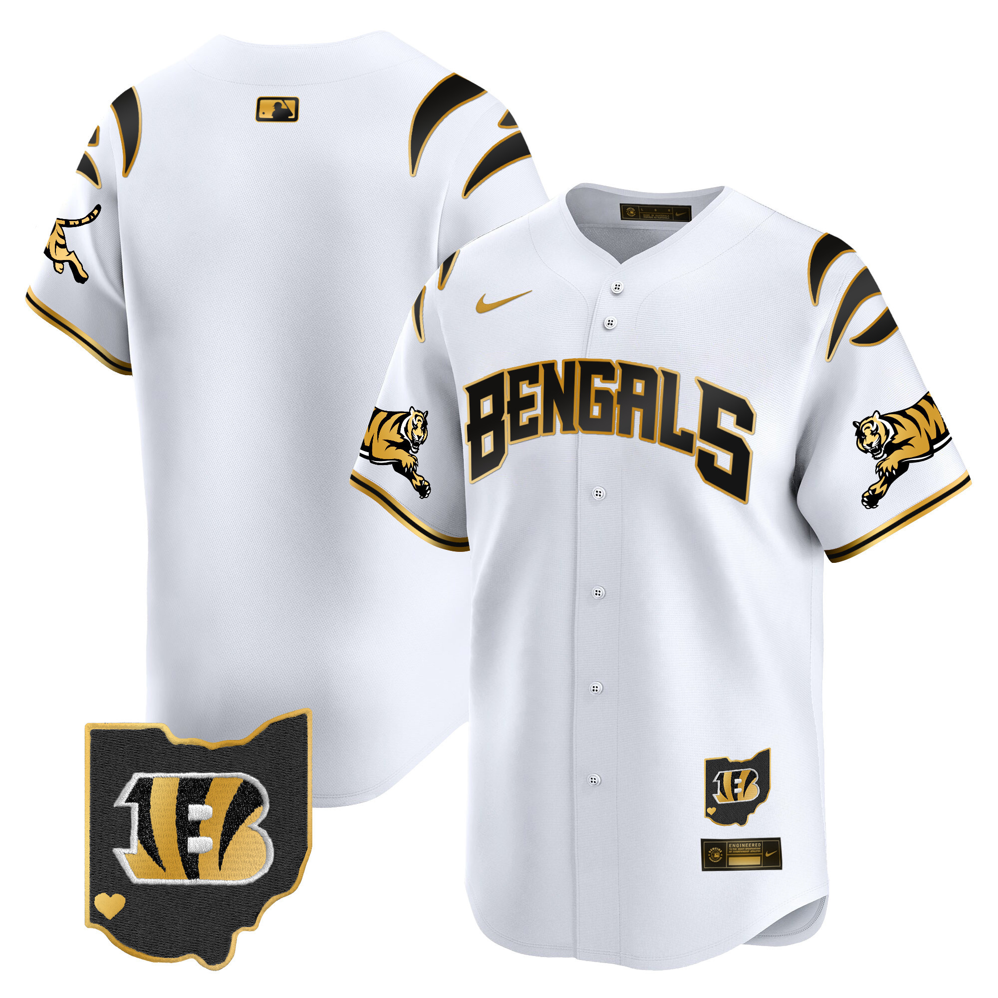 Men's Cincinnati Bengals Vapor Premier Limited  White Gold Jersey - All Stitched