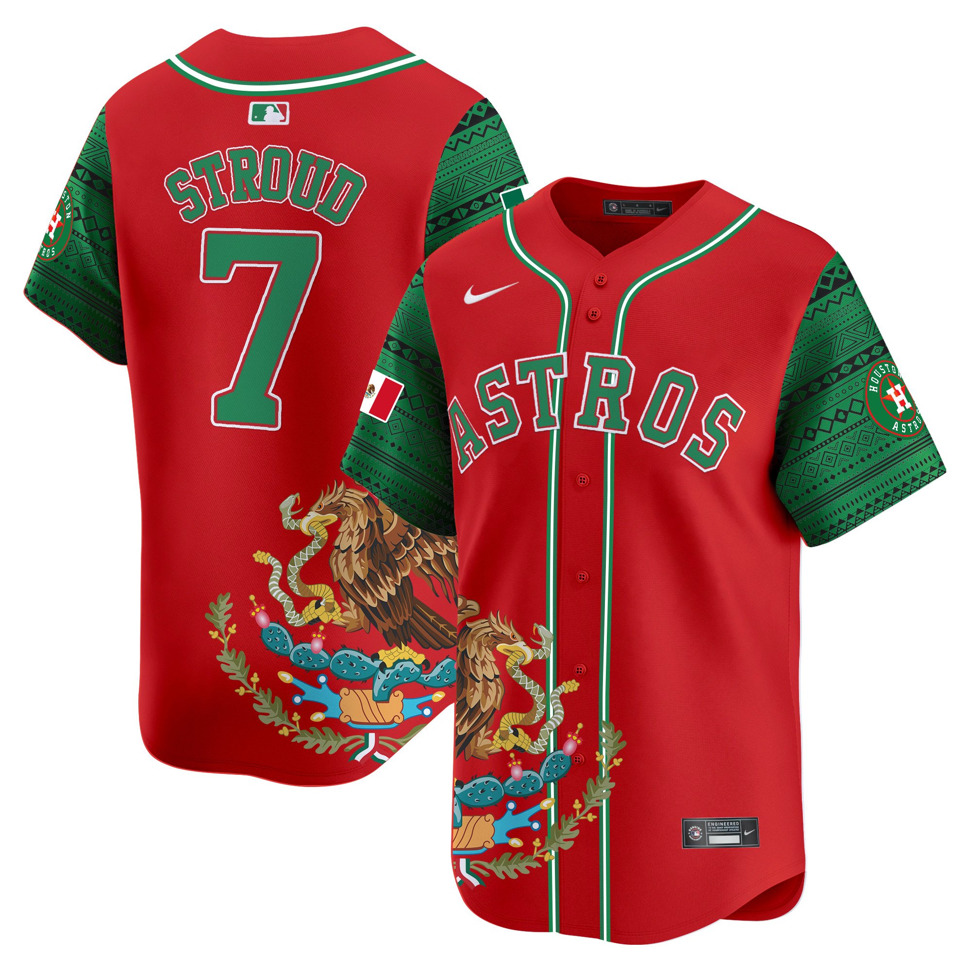 Men's CJ Stroud Houston Astros Aztec Mexico Vapor Premier Limited Red Jersey - Printed