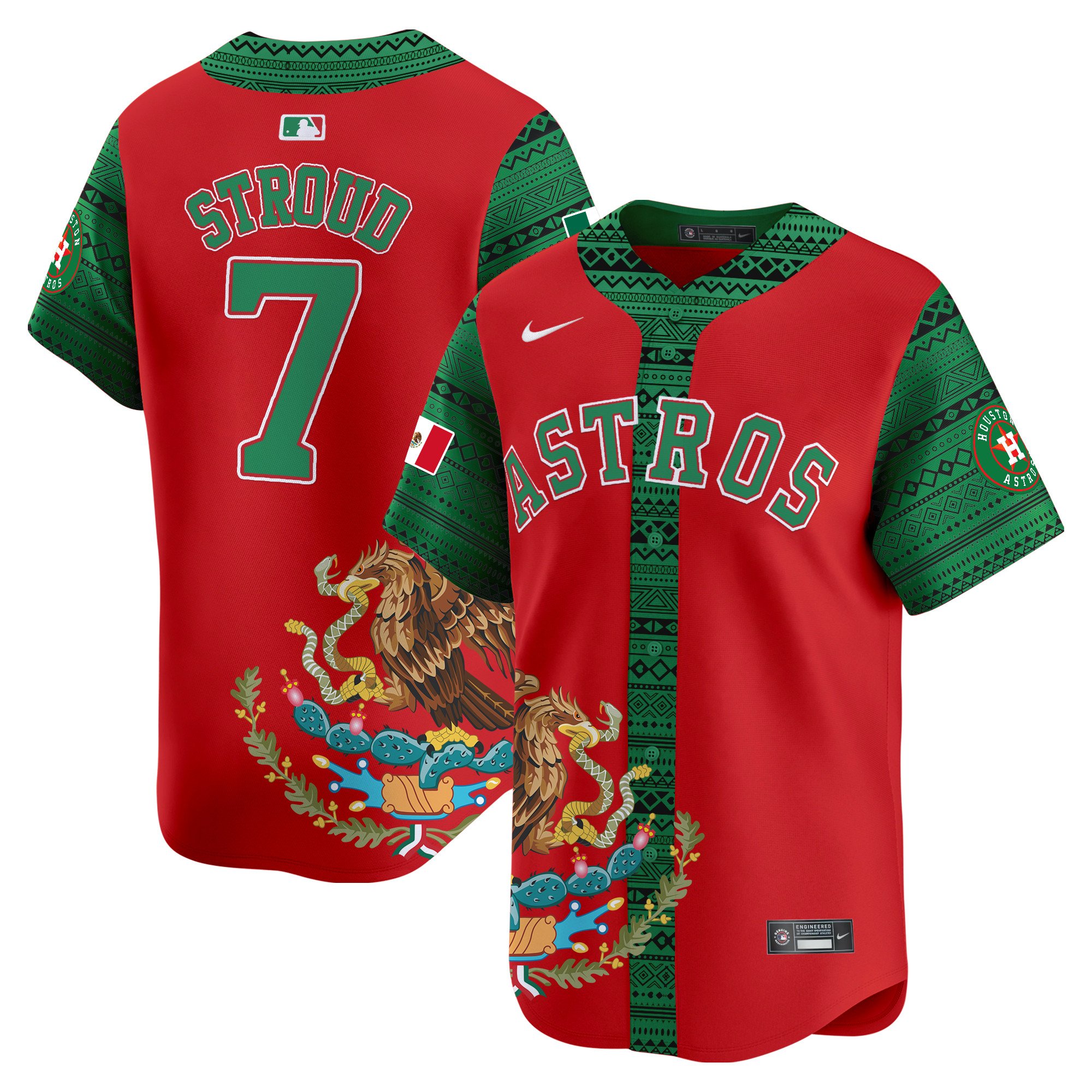 Men's CJ Stroud Houston Astros Aztec Mexico Vapor Premier Limited Red Jersey V2- Printed