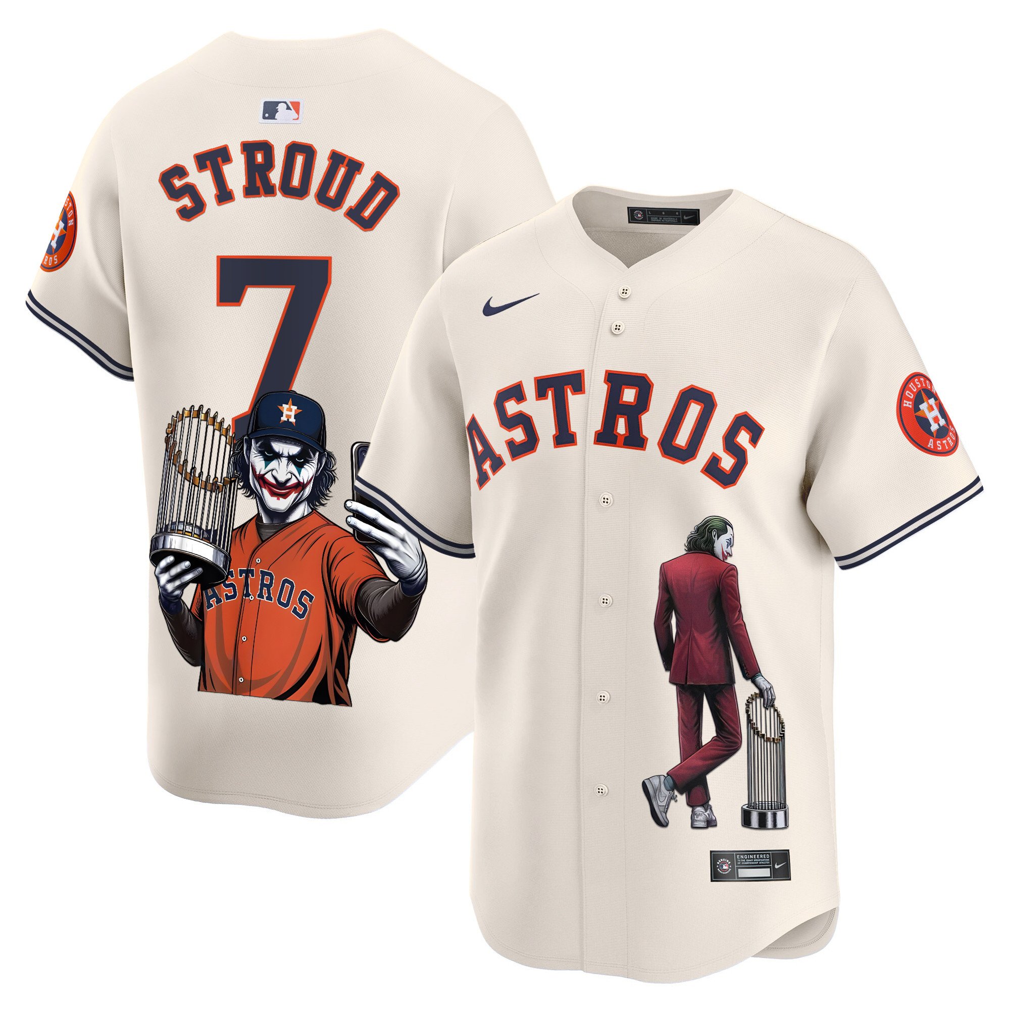 Men's CJ Stroud Houston Astros Joker Vapor Premier Limited Cream Jersey - Printed