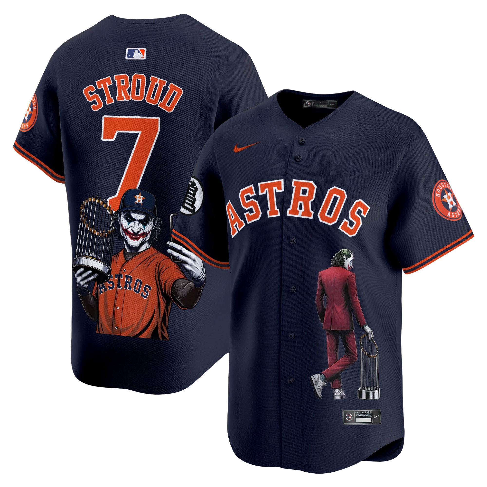 Men's CJ Stroud Houston Astros Joker Vapor Premier Limited Navy Jersey - Printed