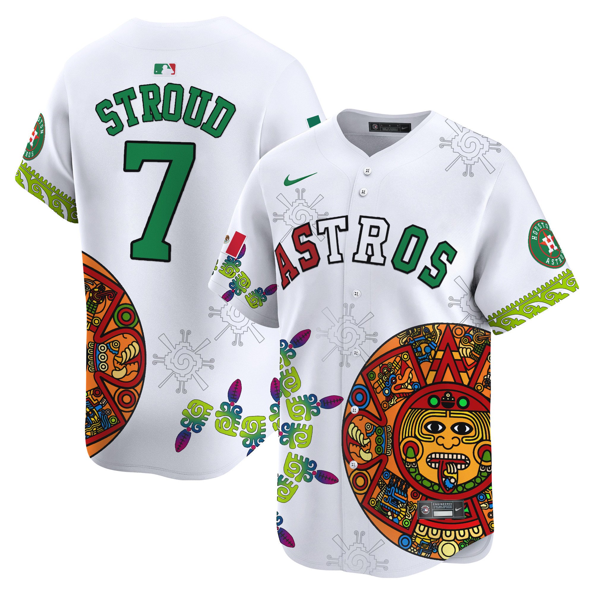 Men's CJ Stroud Houston Astros Mexico Aztec Calendar Vapor Premier Limited White Jersey - Printed