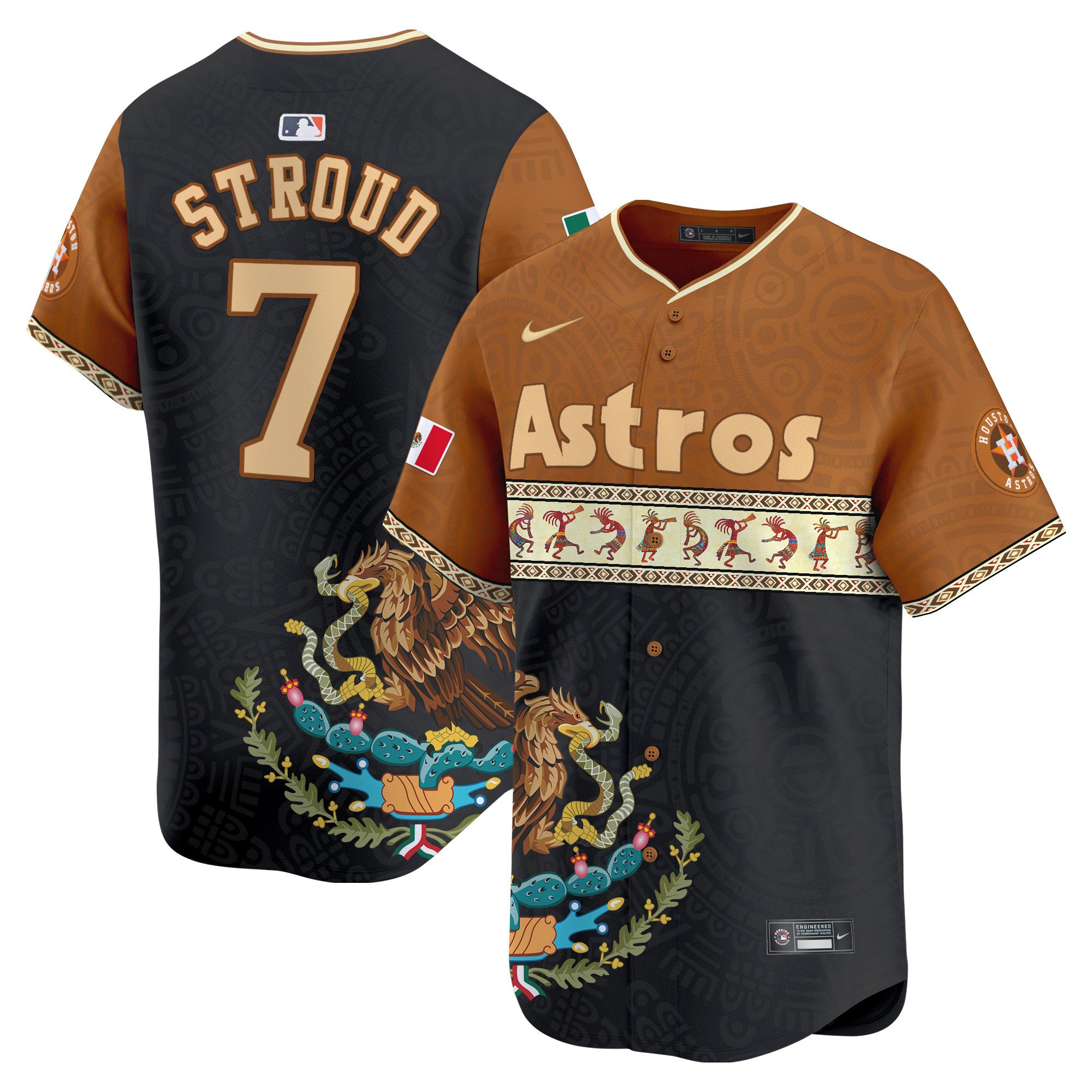 Men's CJ Stroud Houston Astros Mexico Aztec Vapor Premier Limited Brown Jersey - Printed