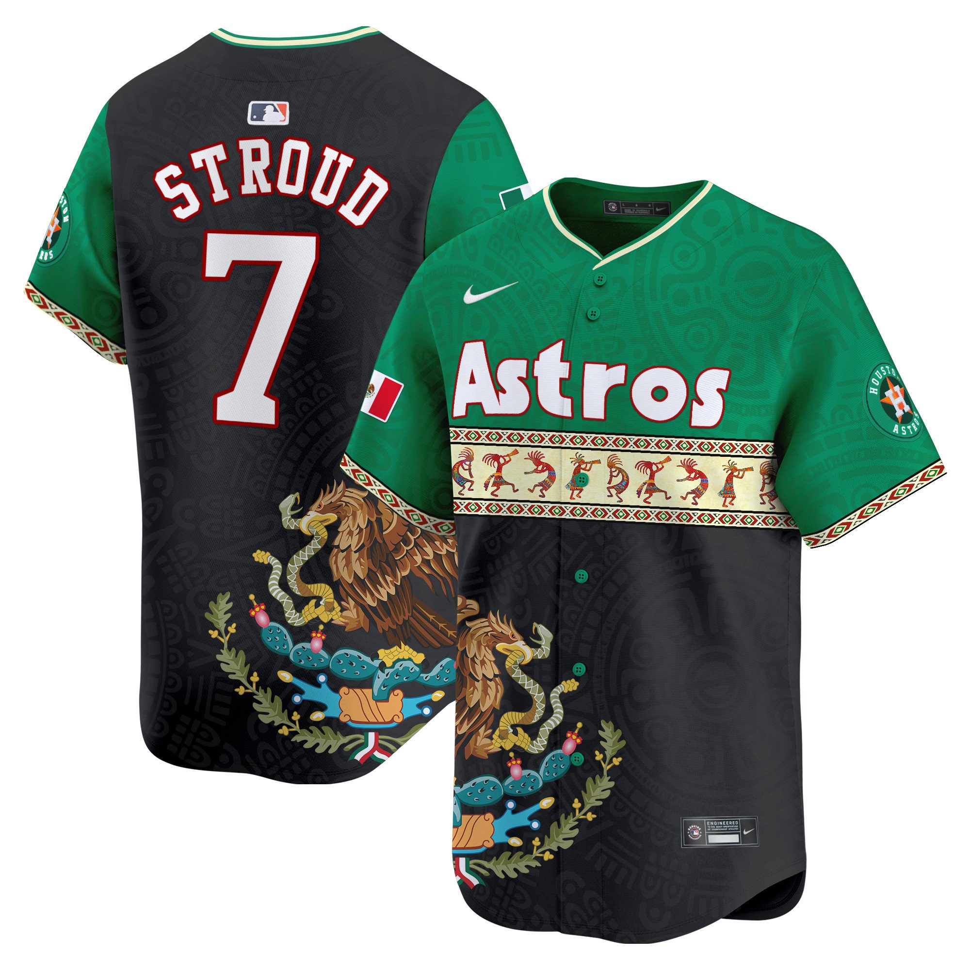 Men's CJ Stroud Houston Astros Mexico Aztec Vapor Premier Limited Green Jersey - Printed