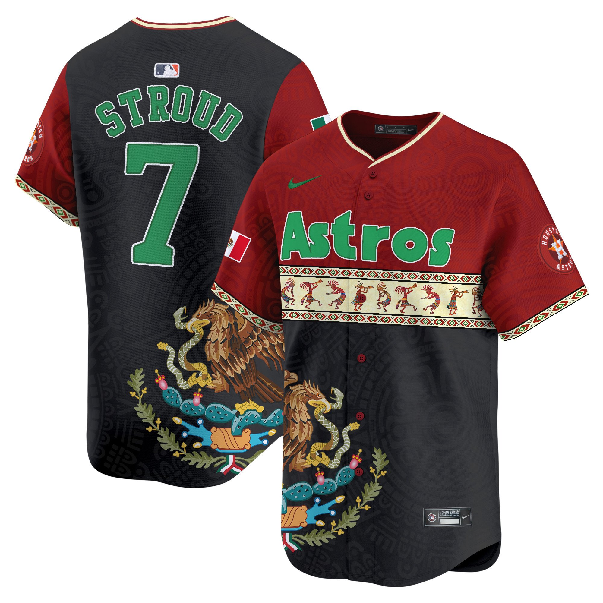 Men's CJ Stroud Houston Astros Mexico Aztec Vapor Premier Limited Red Jersey - Printed