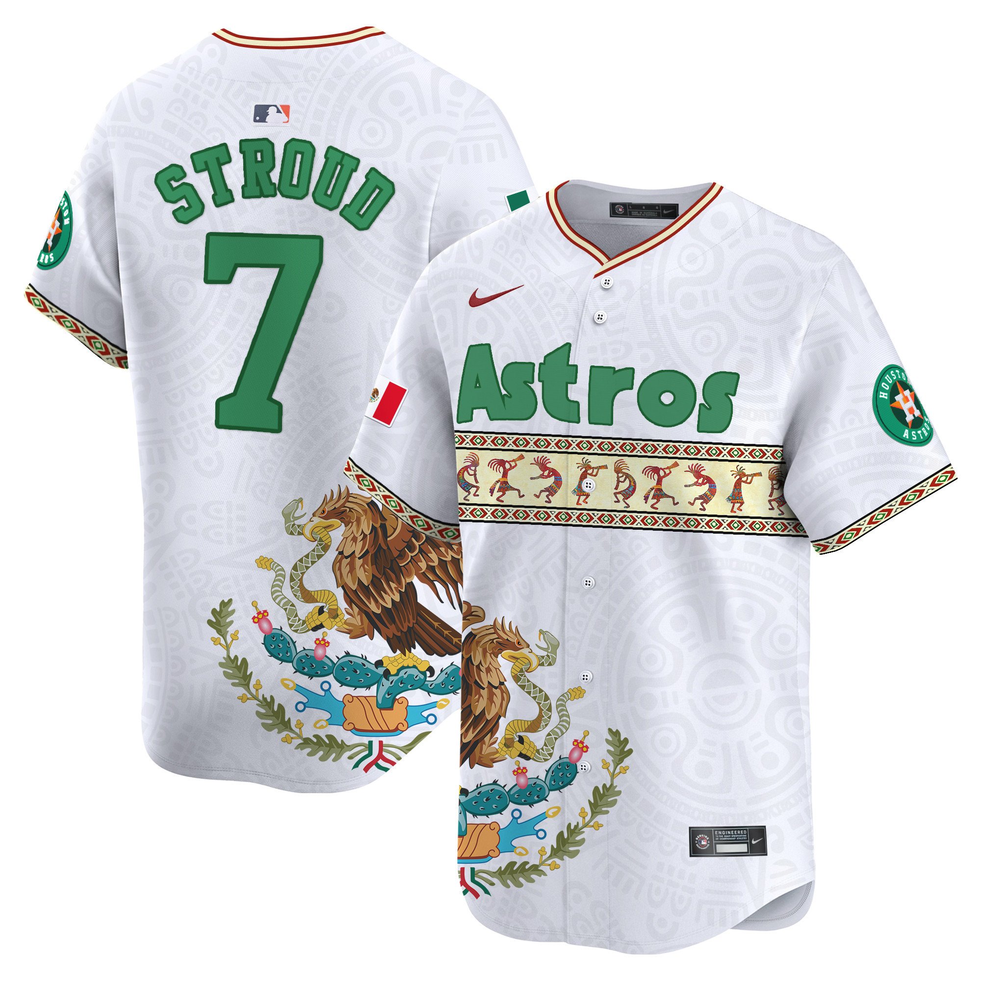 Men's CJ Stroud Houston Astros Mexico Aztec Vapor Premier Limited White Jersey V2 - Printed