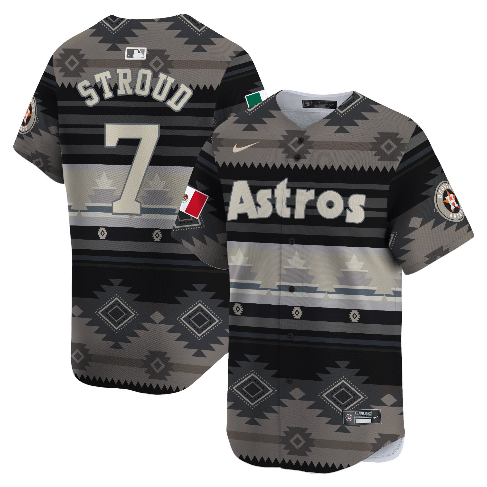 Men's CJ Stroud Houston Astros Mexico Traditional Pattern Vapor Premier Limited Gray Jersey - Printed