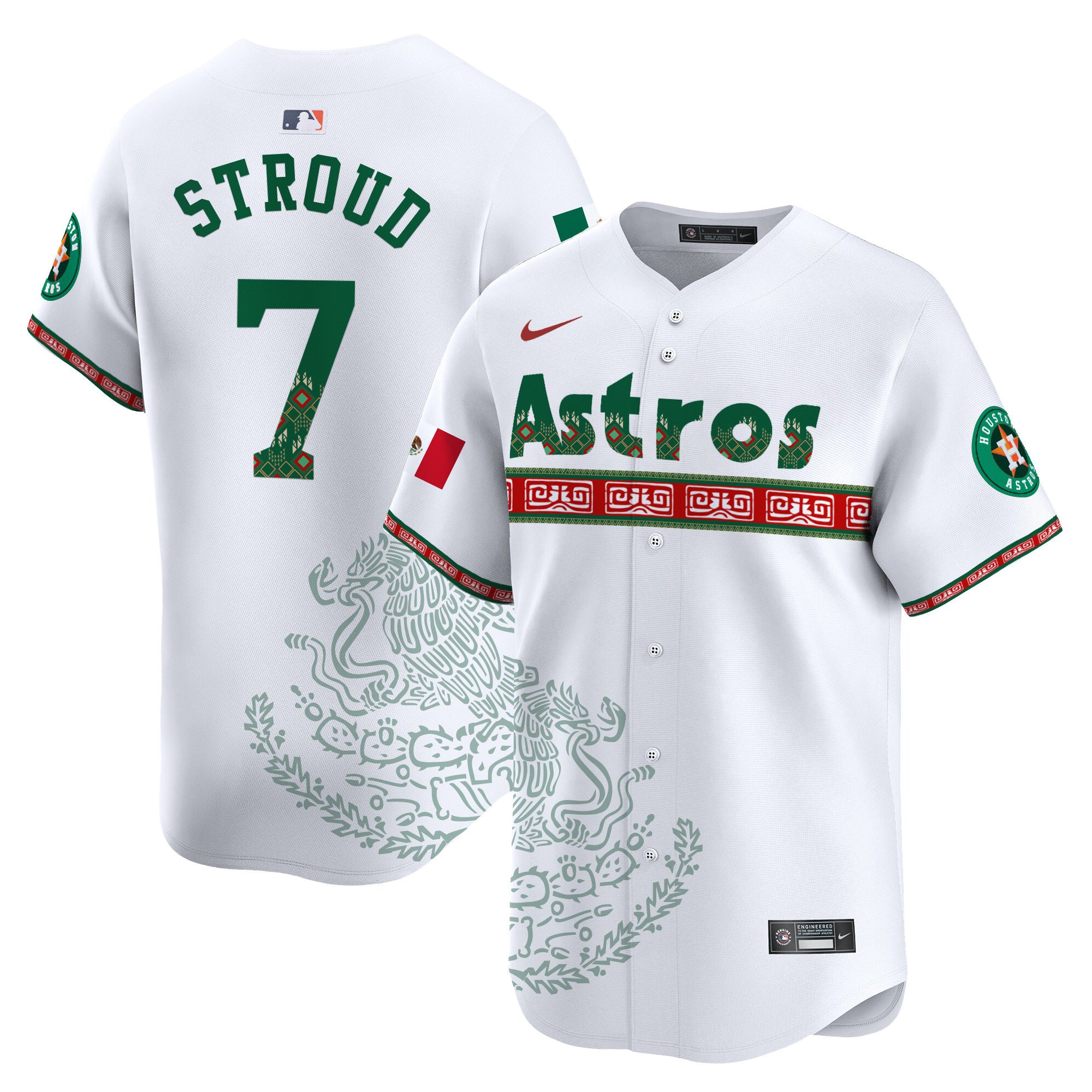 Men's CJ Stroud Houston Astros Mexico Vapor Premier Limited White Jersey V5 - Printed