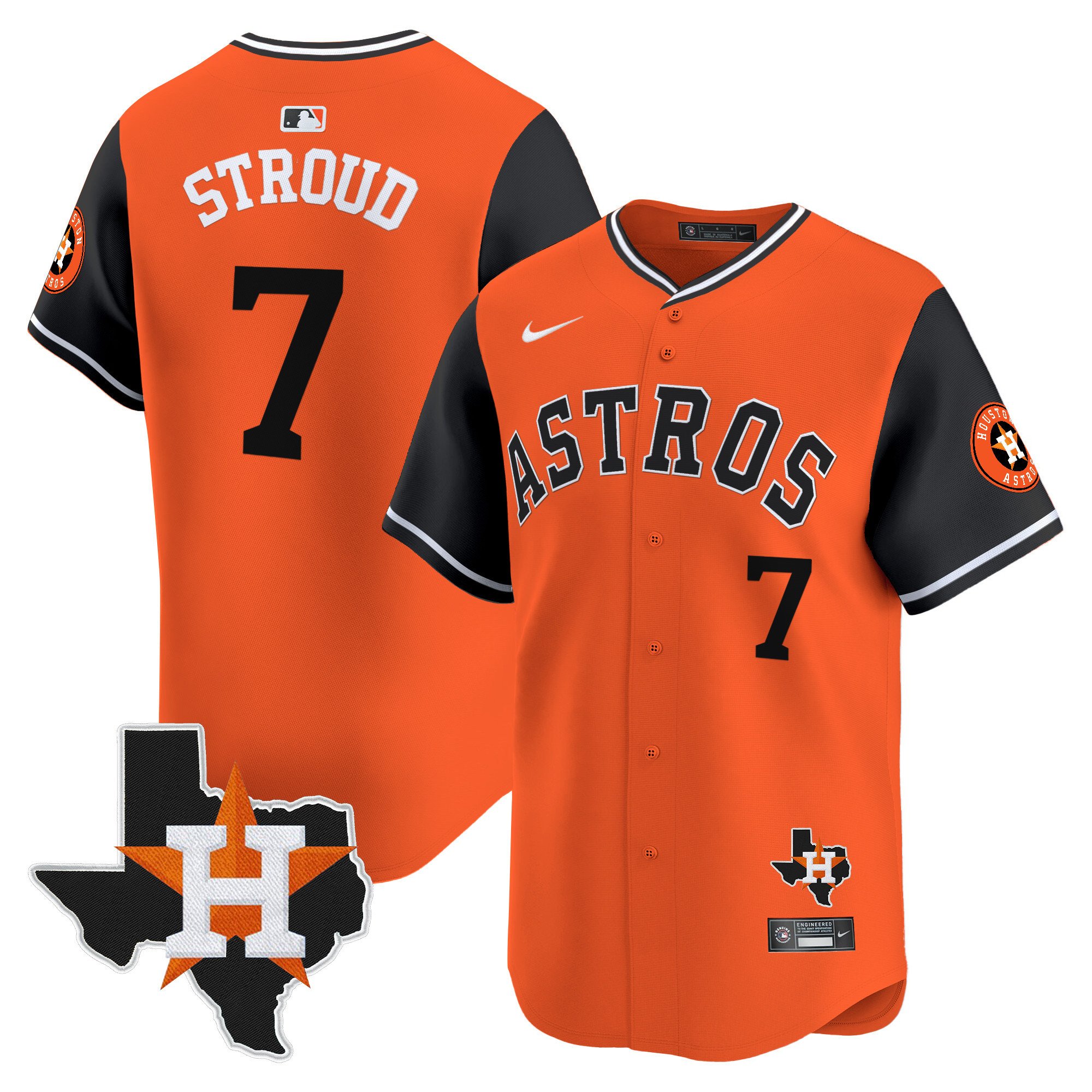 Men's CJ Stroud Houston Astros Nicknames Vapor Premier Limited Black Orange Jersey - All Stitched