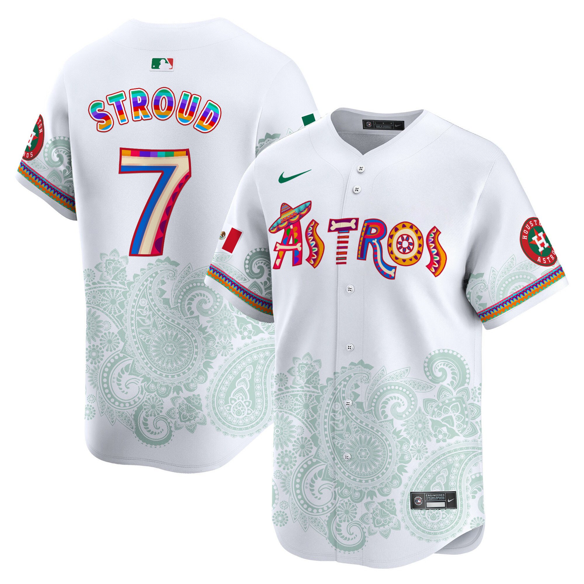 Men's CJ Stroud Houston Astros Paisley Mexico Vapor Premier Limited White Jersey - Printed