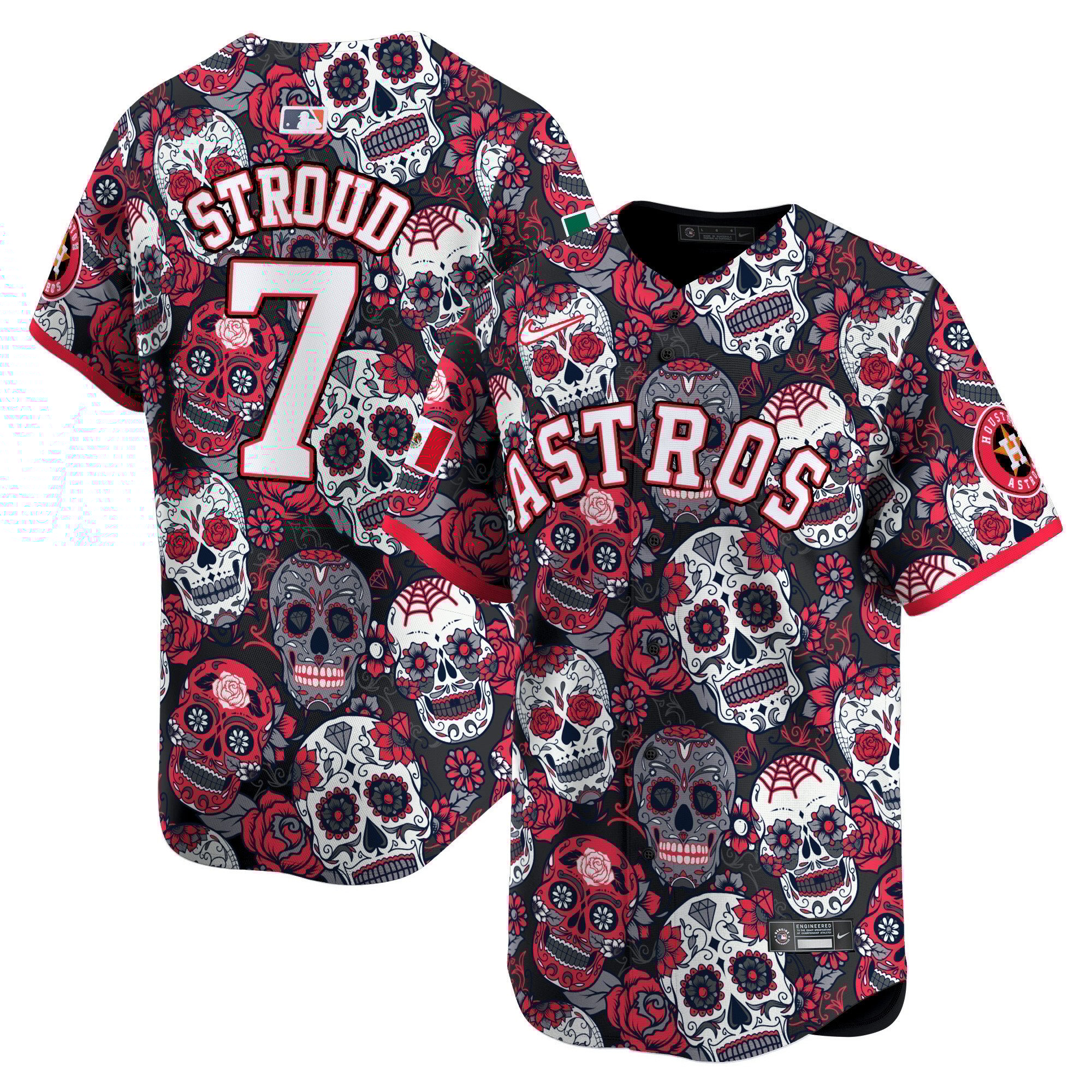 Men's CJ Stroud Houston Astros Sugar Skull Mexico Vapor Premier Limited Red Jersey - Printed