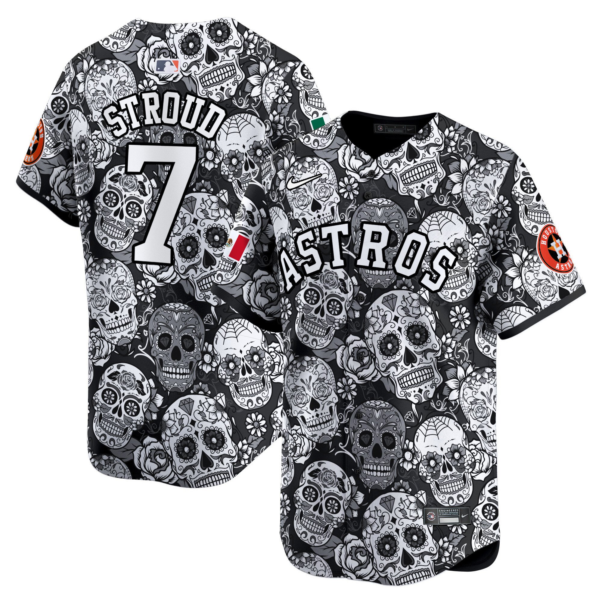 Men's CJ Stroud Houston Astros Sugar Skull Mexico Vapor Premier Limited White Jersey - Printed