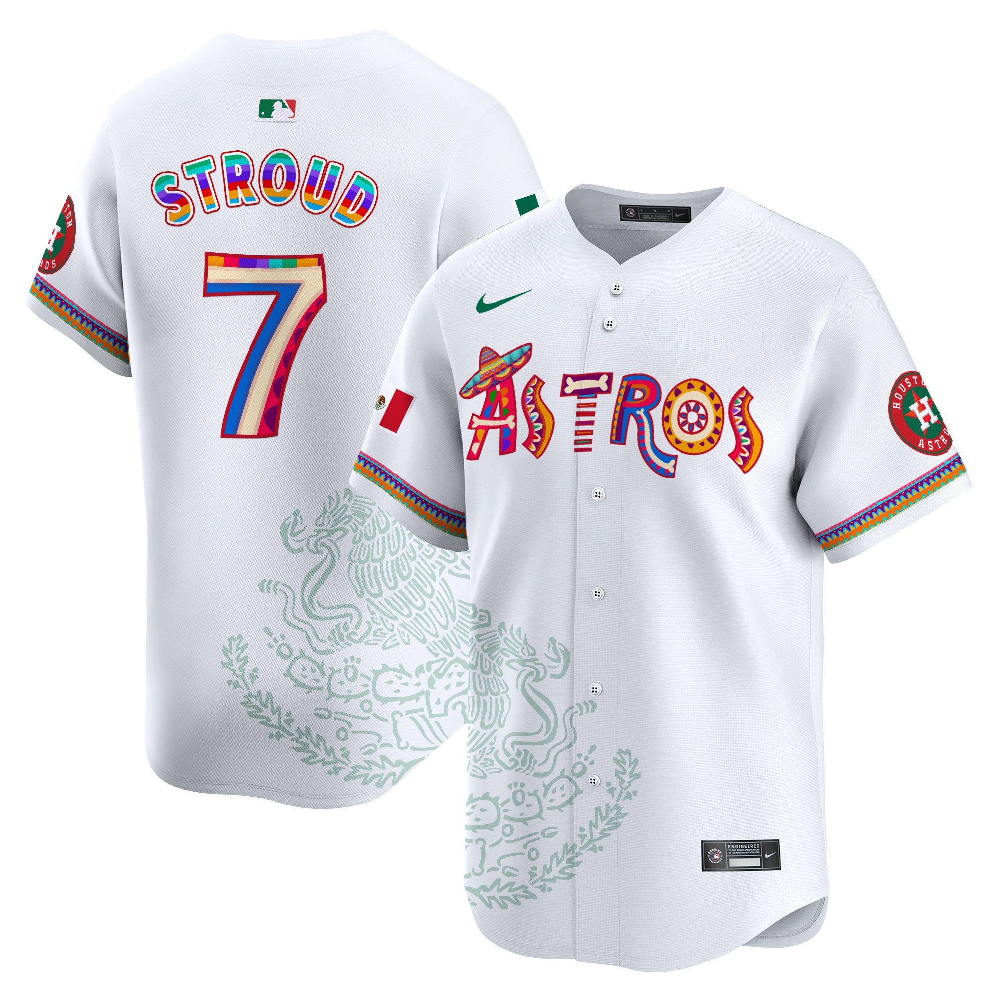 Men's CJ Stroud Houston Astros Viva Mexico Heritage Vapor Premier Limited White Jersey - Printed