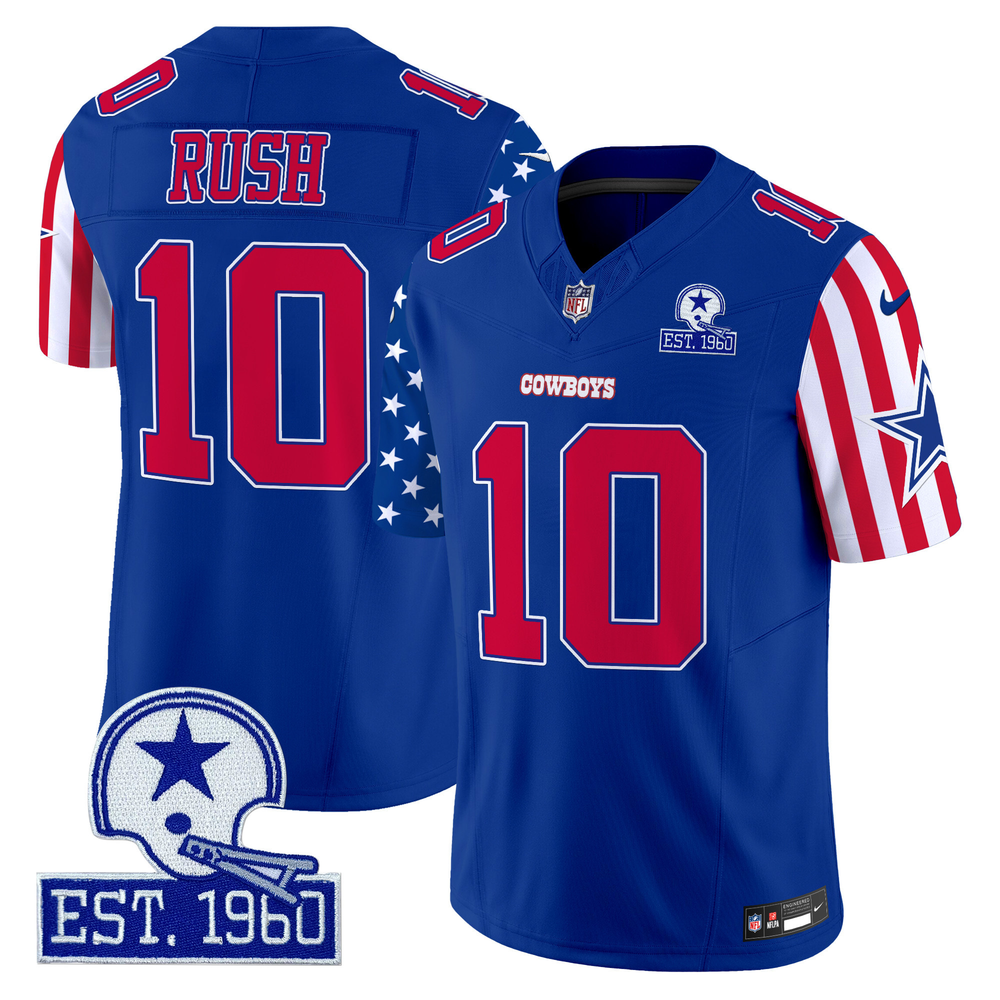 Men's Cooper Rush Dallas Cowboys American Style Vapor Limited Royal Jersey - All Stitched