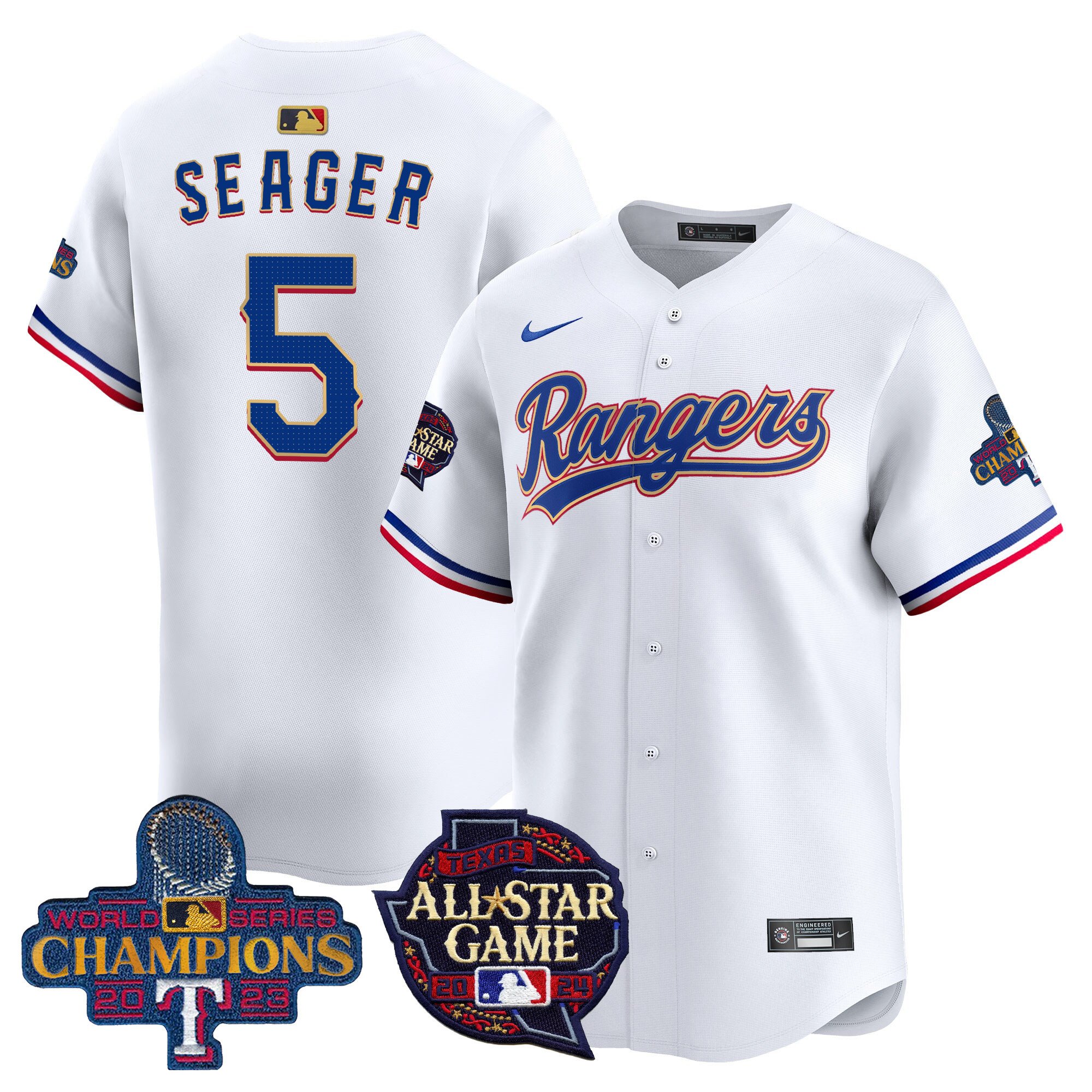 Men's Corey Seager Texas Rangers 2024 All Star Game Patch Vapor Premier Limited White Jersey - All Stitched