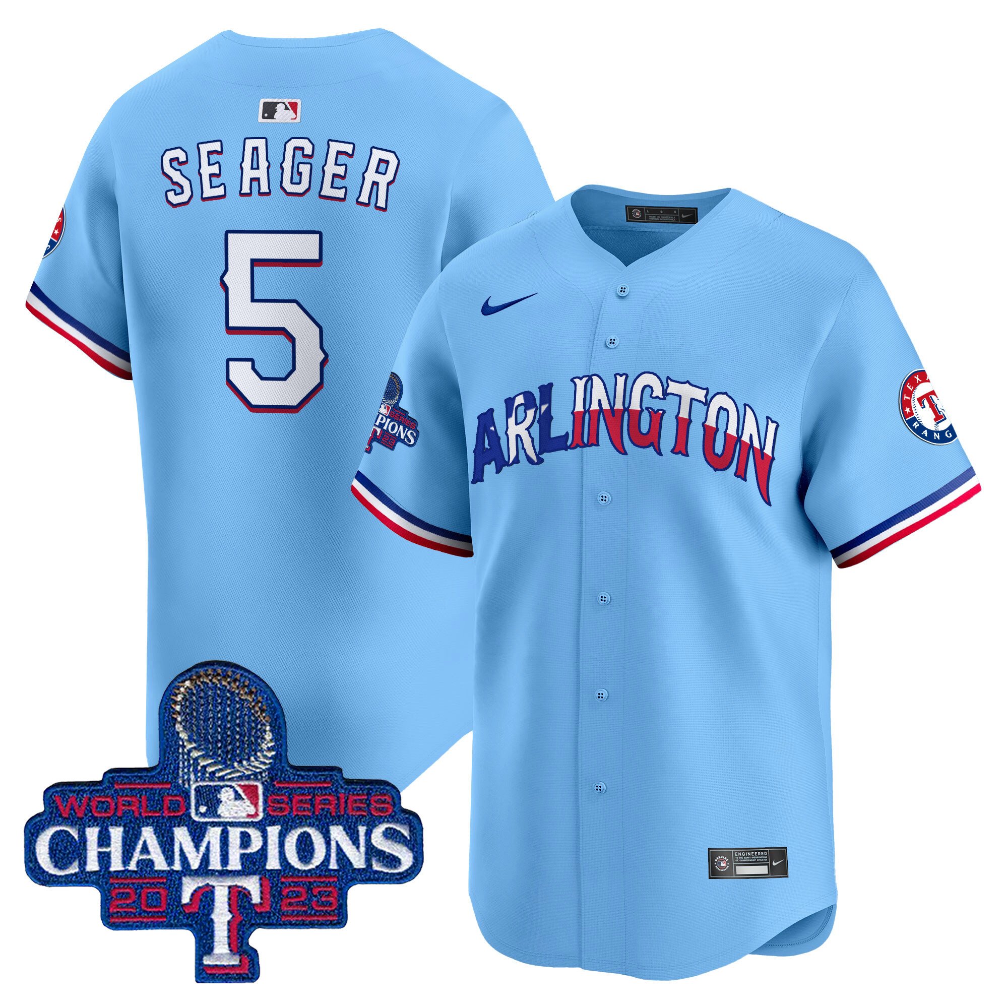 Men's Corey Seager Texas Rangers Arlington Champions Vapor Premier Limited Blue Jersey - All Stitched