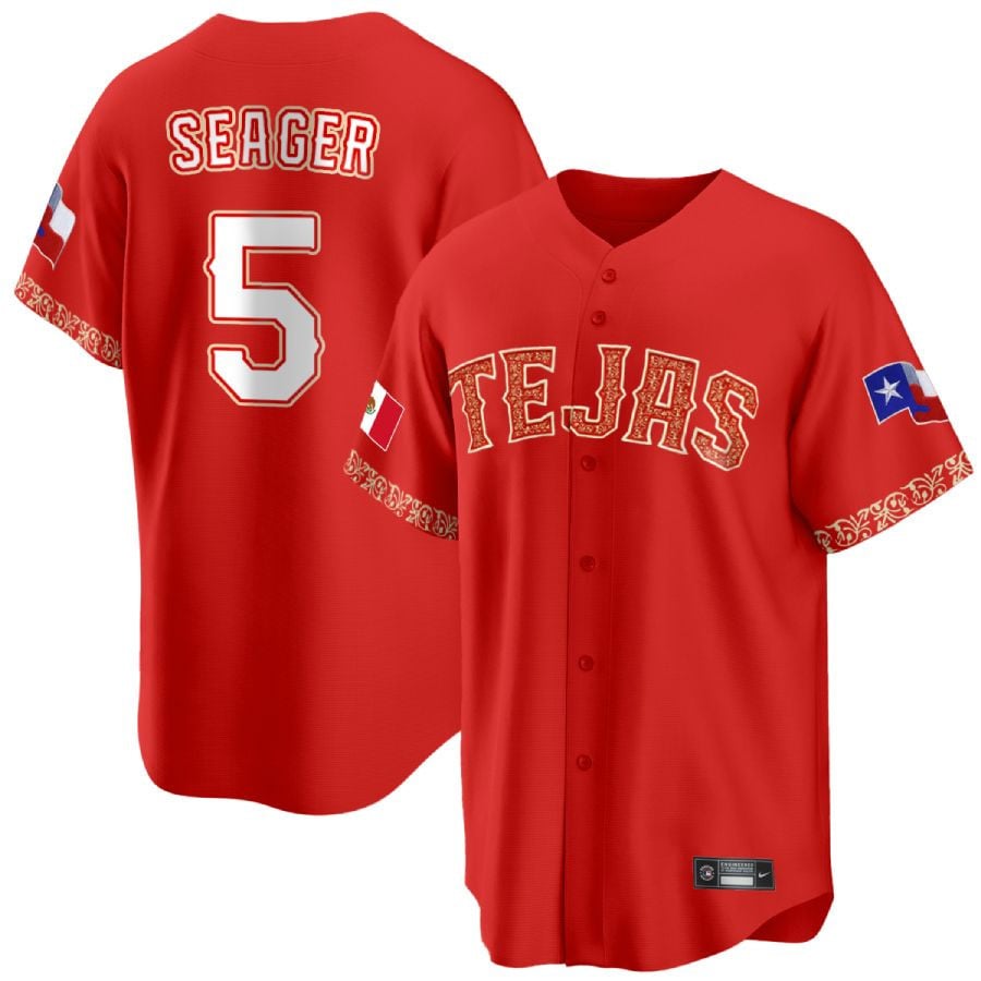 Men's Corey Seager Texas Rangers Mexican Heritage Night Cool Base Jersey Ã± All Stitched
