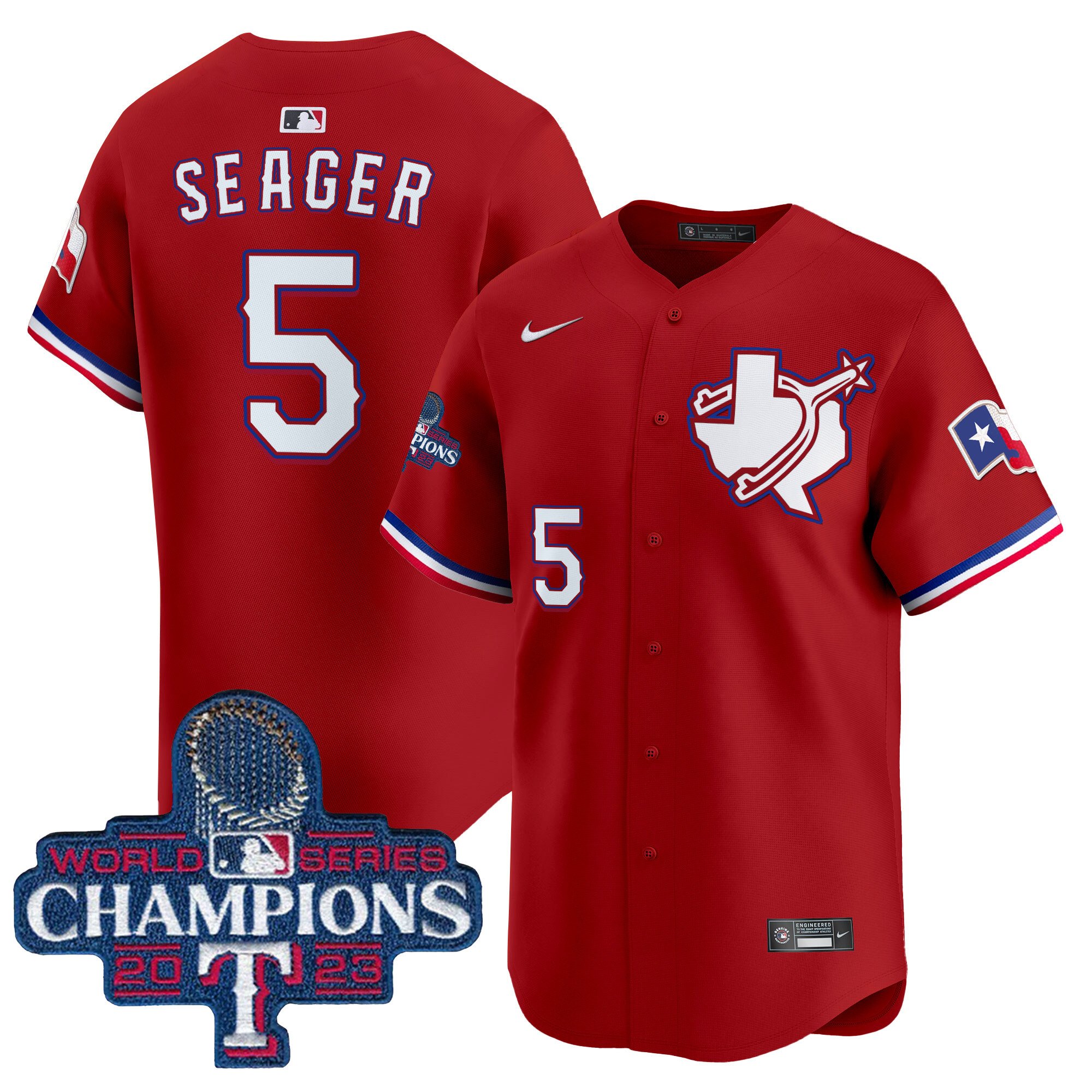 Men's Corey Seager Texas Rangers World Series Champions Vapor Premier Limited Red Jersey V3 - All Stitched
