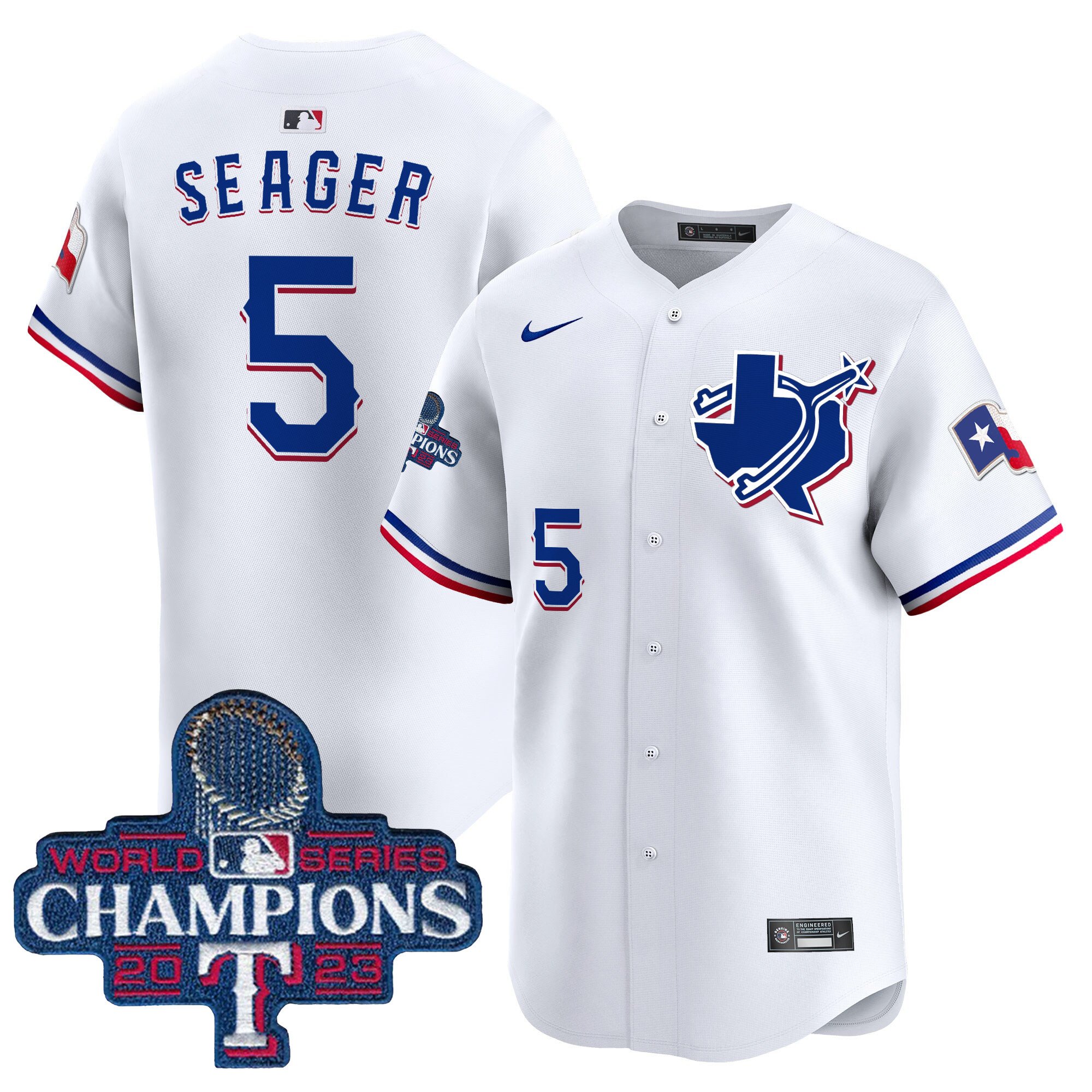 Men's Corey Seager Texas Rangers World Series Champions Vapor Premier Limited White Jersey V3 - All Stitched