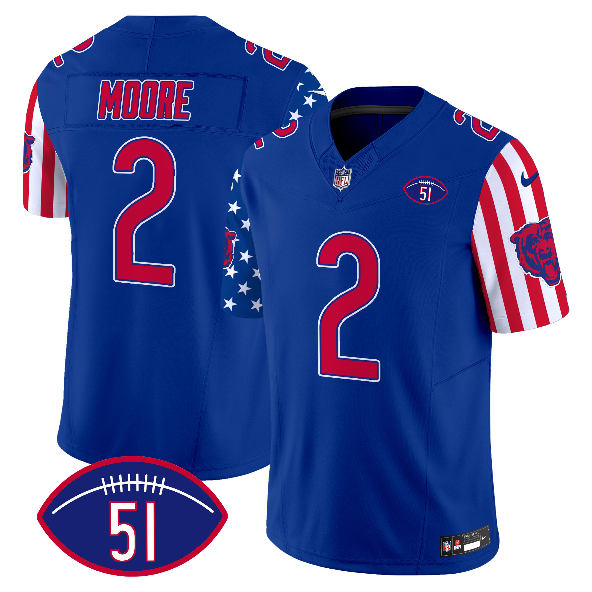 Men's D.J. Moore Chicago Bears American Style Vapor Limited Royal Jersey - All Stitched