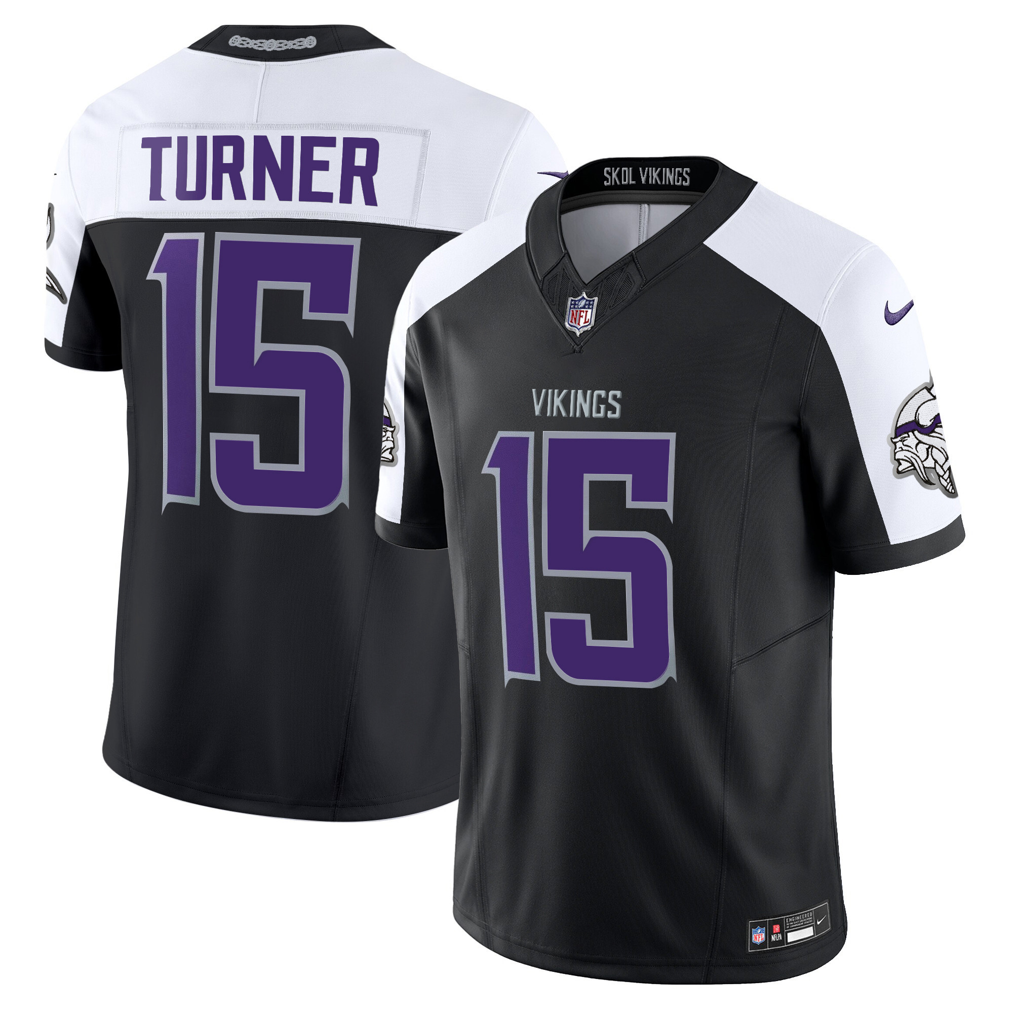 Men's Dallas Turner 2024 Minnesota Vikings Winter Warrior Vapor Limited Black Alternate Jersey - All Stitched