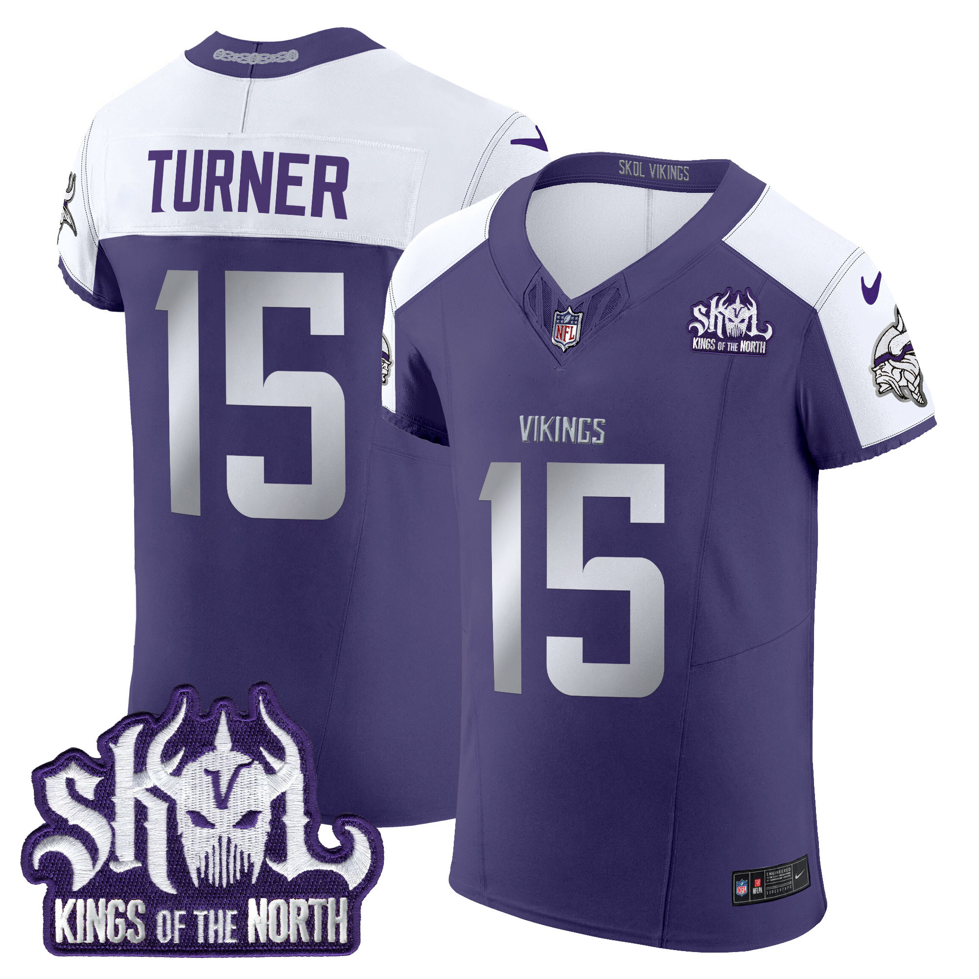 Men's Dallas Turner Minnesota Vikings 2024 Winter Warrior Skol Patch Vapor Elite Purple Alternate Jersey - All Stitched