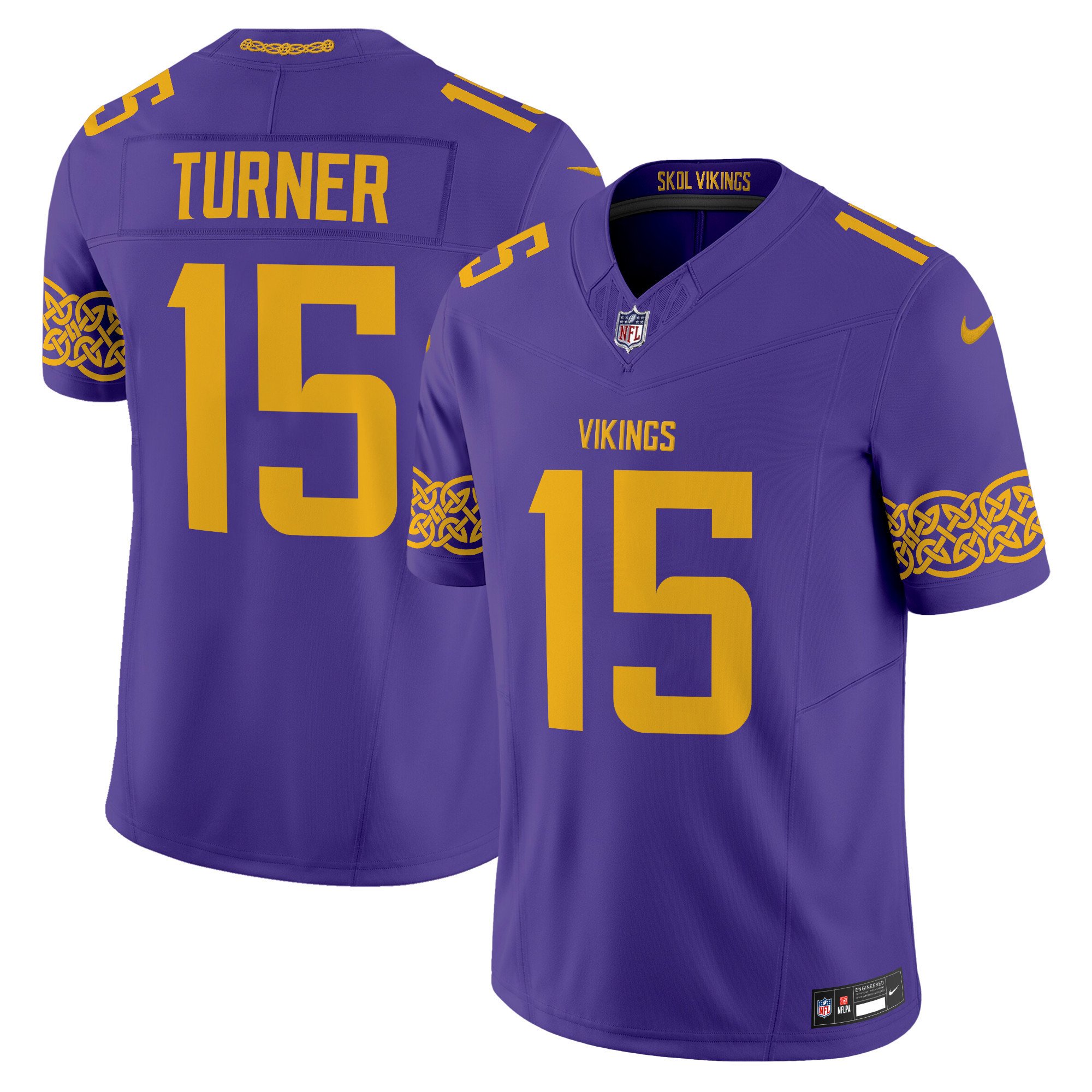 Men's Dallas Turner Minnesota Vikings Nordic Pattern Vapor Limited Purple Jersey - All Stitched