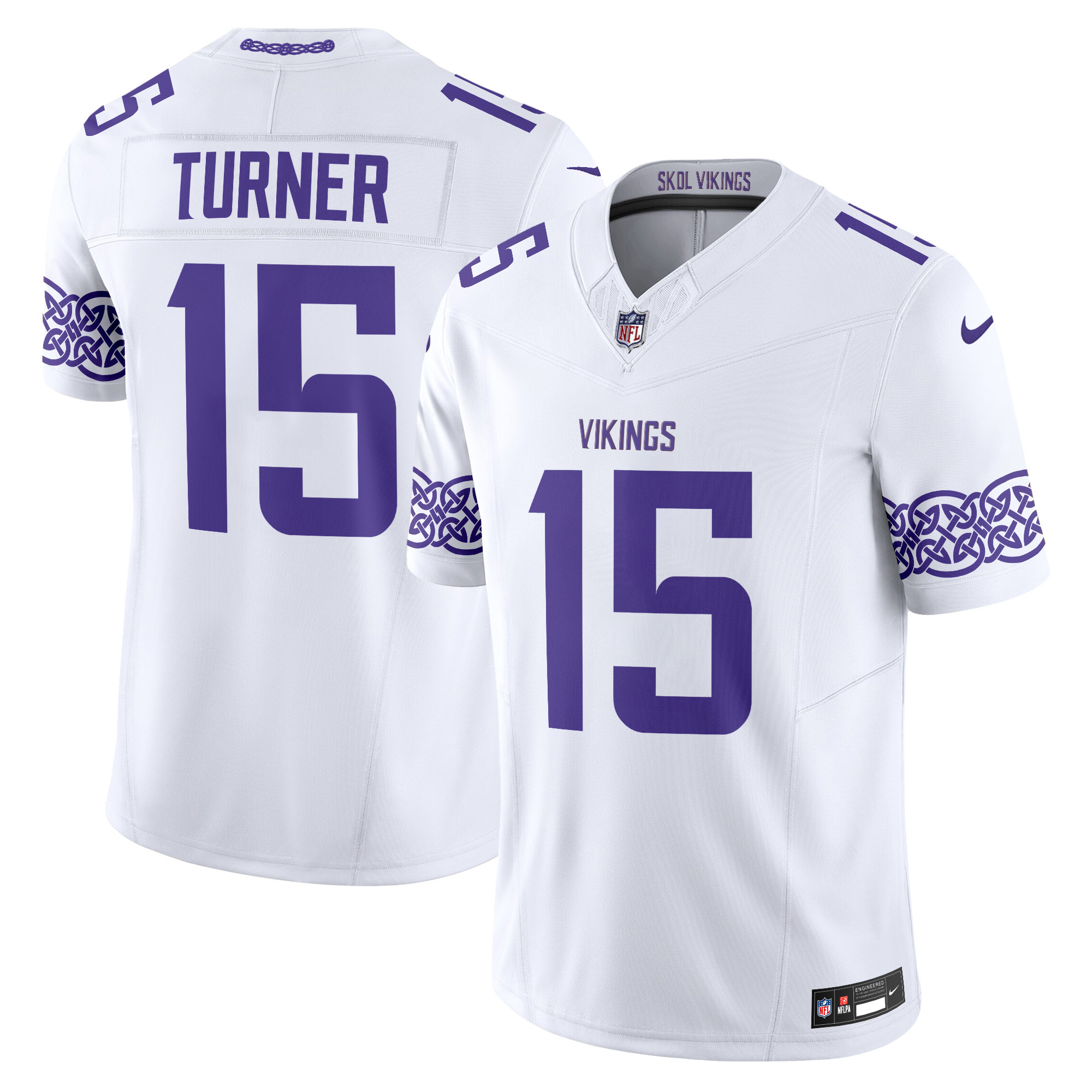 Men's Dallas Turner Minnesota Vikings Nordic Pattern Vapor Limited White Jersey - All Stitched