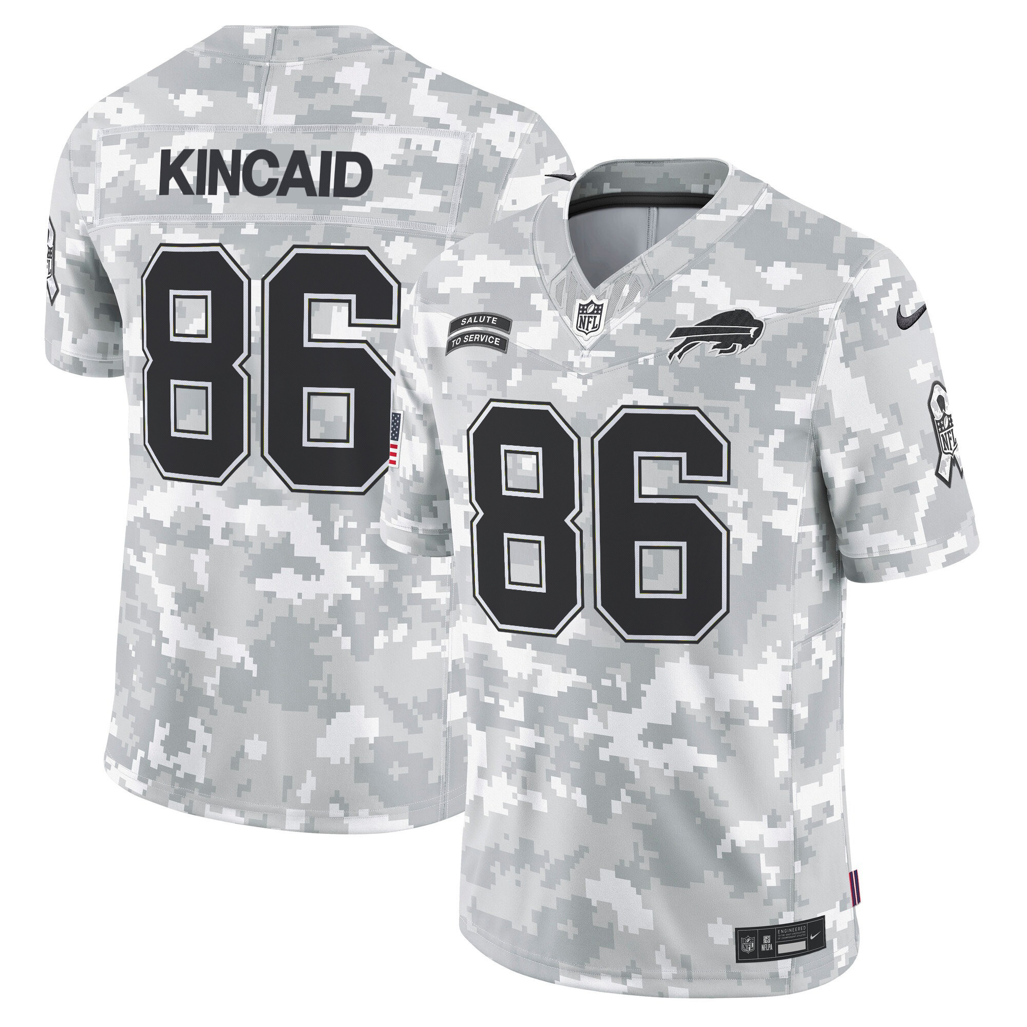 Men's Dalton Kincaid Buffalo Bills 2024 Salute to Service Vapor Limited Jersey - Arctic Camo - All Stitched